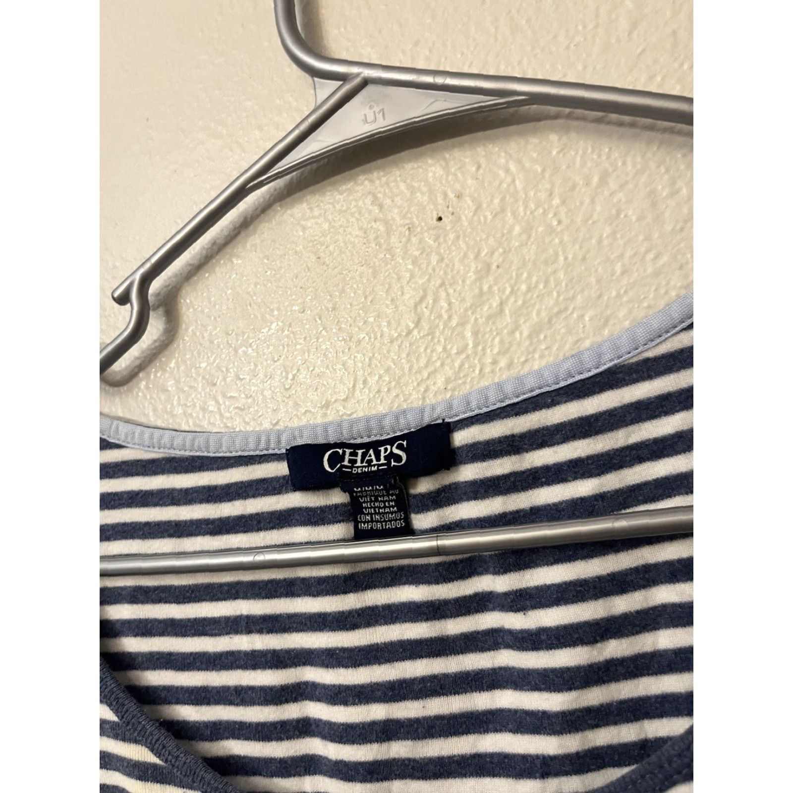 Chaps Chaps Denim T-Shirt Women Blue Striped Henley Short Sleeve M Preppy Casual Shirt Size M / US 6-8 / IT 42-44 - 3 Thumbnail