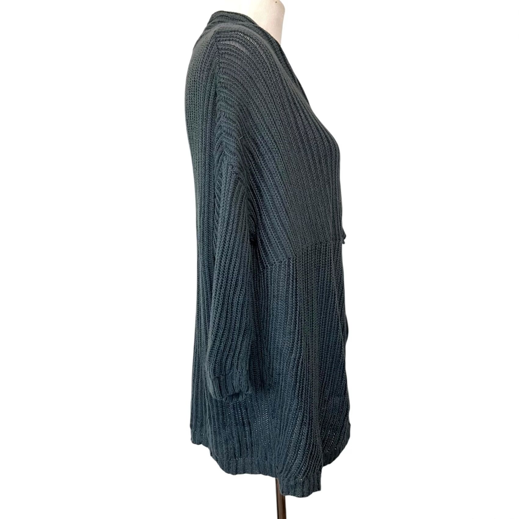 J. Jill VINTAGE? Pure J. Jill Cardigan Sweater Cotton Knit Safety Pin Closure Oversized Womens XS Blue Cardigan Size XS / US 0-2 / IT 36-38 - 6 Thumbnail