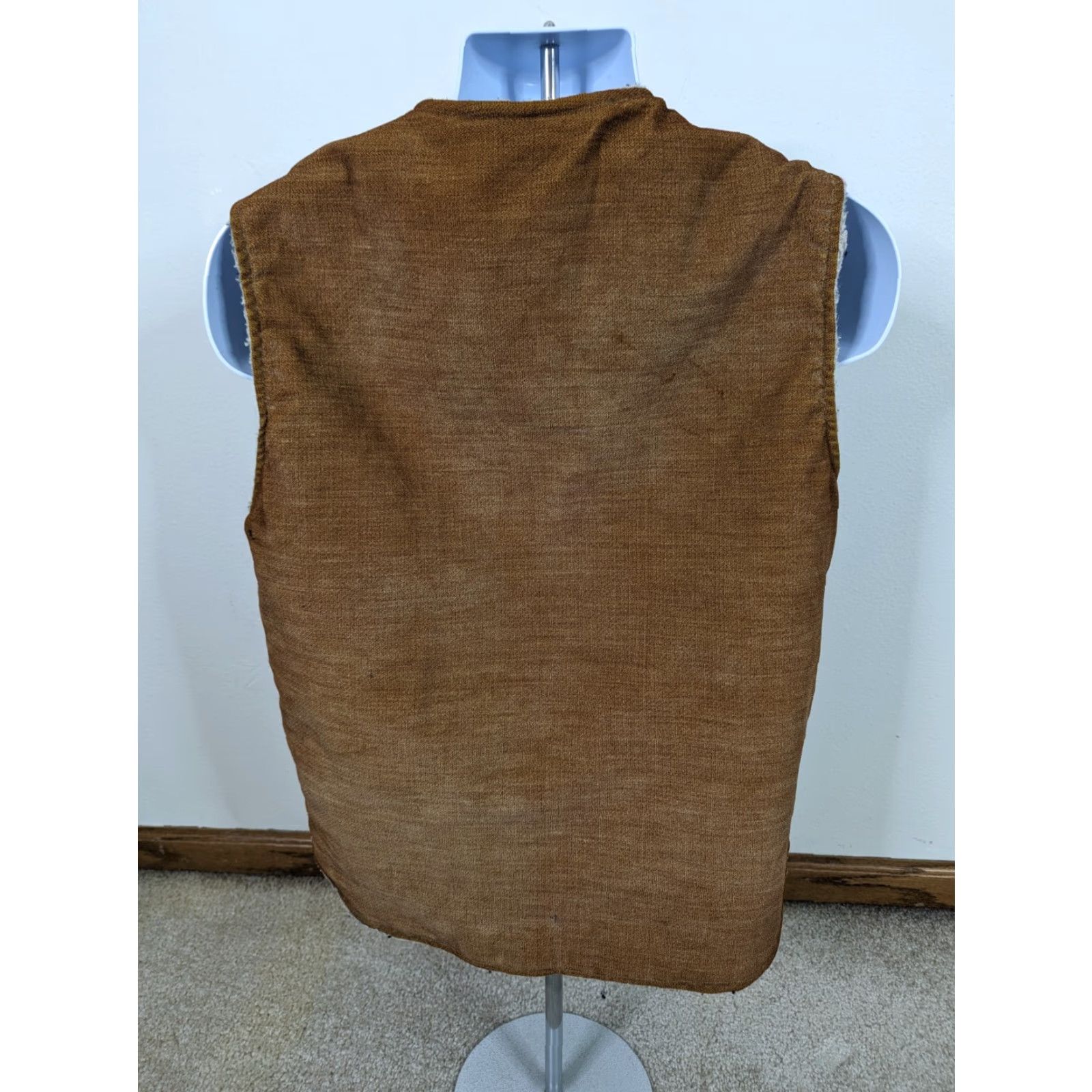 Velour VINTAGE Westwind Sportswear Vest Corduroy Velour Sherpa Lined Western Large Tan Mens 70s Size US L / EU 52-54 / 3 - 2 Thumbnail