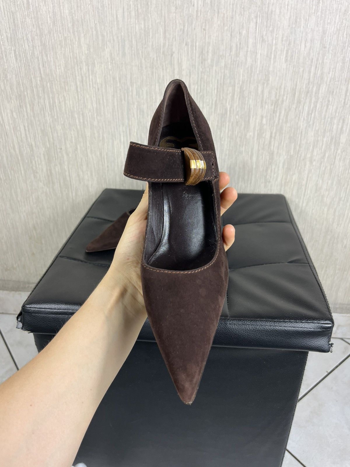 Escada Vintage Escada suede velvet pumps heels shoes avant garde Size US 9.5 / IT 39.5 - 15 Thumbnail