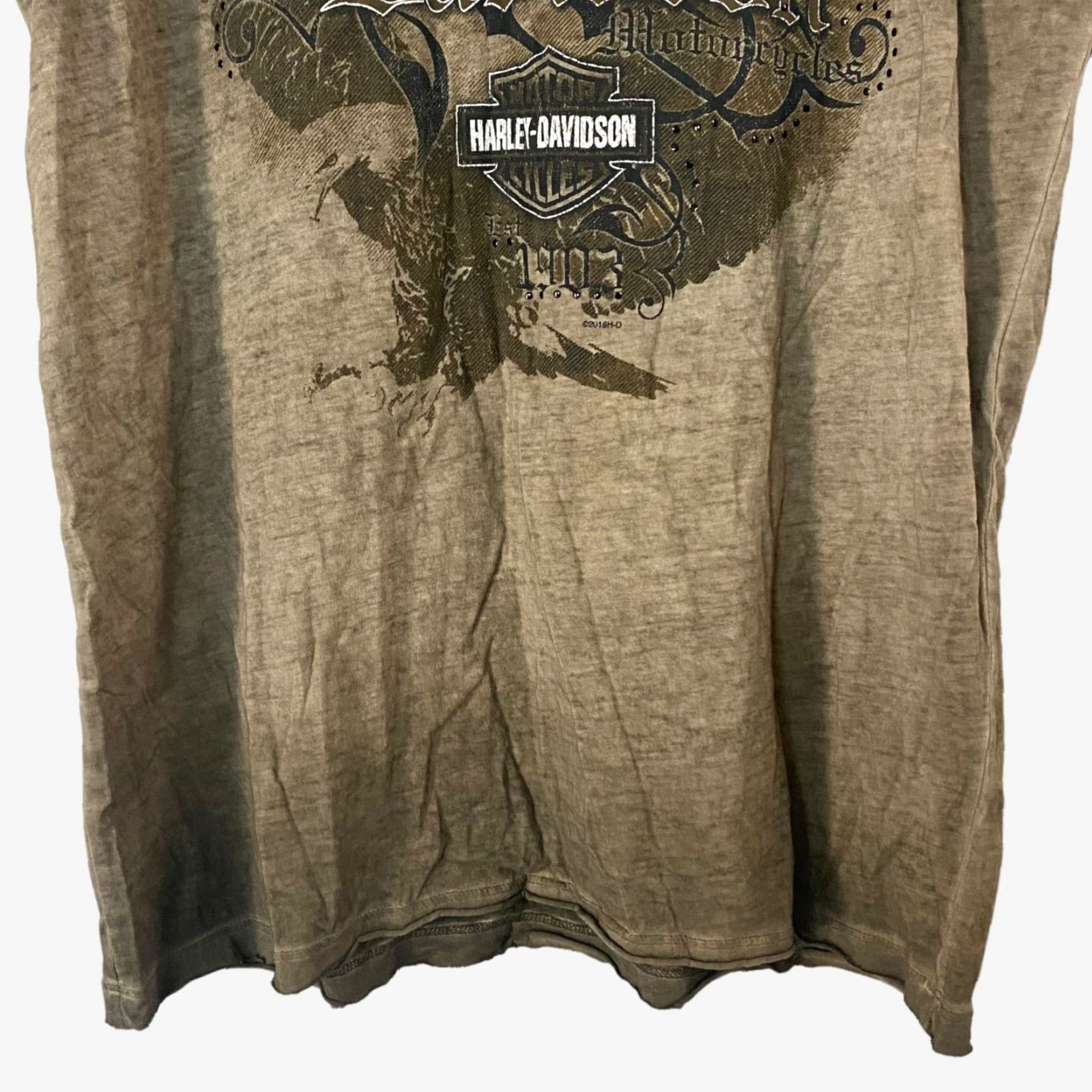 Harley Davidson Harley Davidson Distressed Tank Top Womens Large Brown Sleeveless Studded Size L / US 10 / IT 46 - 6 Thumbnail