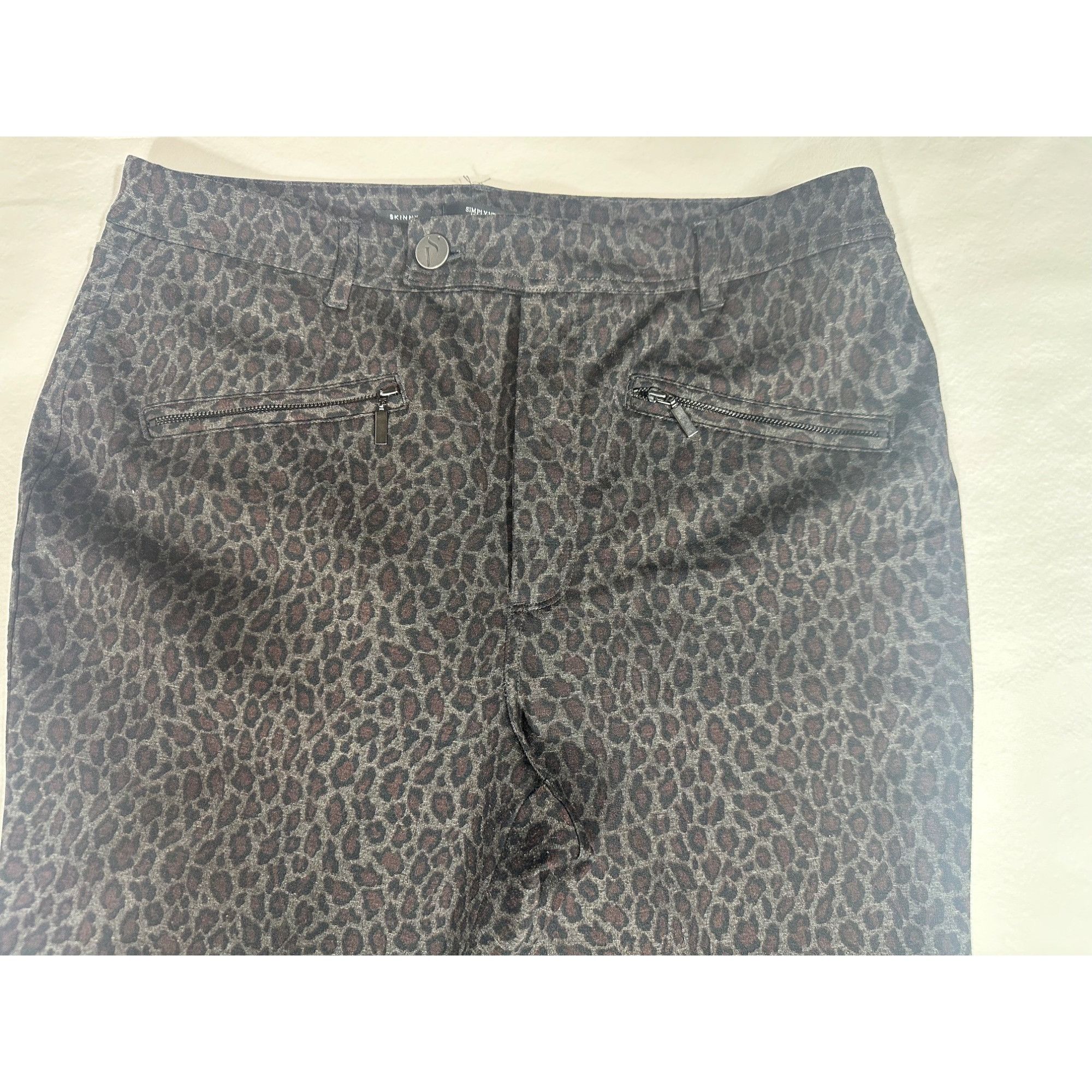 Other Simply Vera Wang Skinny Pants, Brown Black Animal Print Leop Size 34" / US 12 / IT 48 - 6 Thumbnail