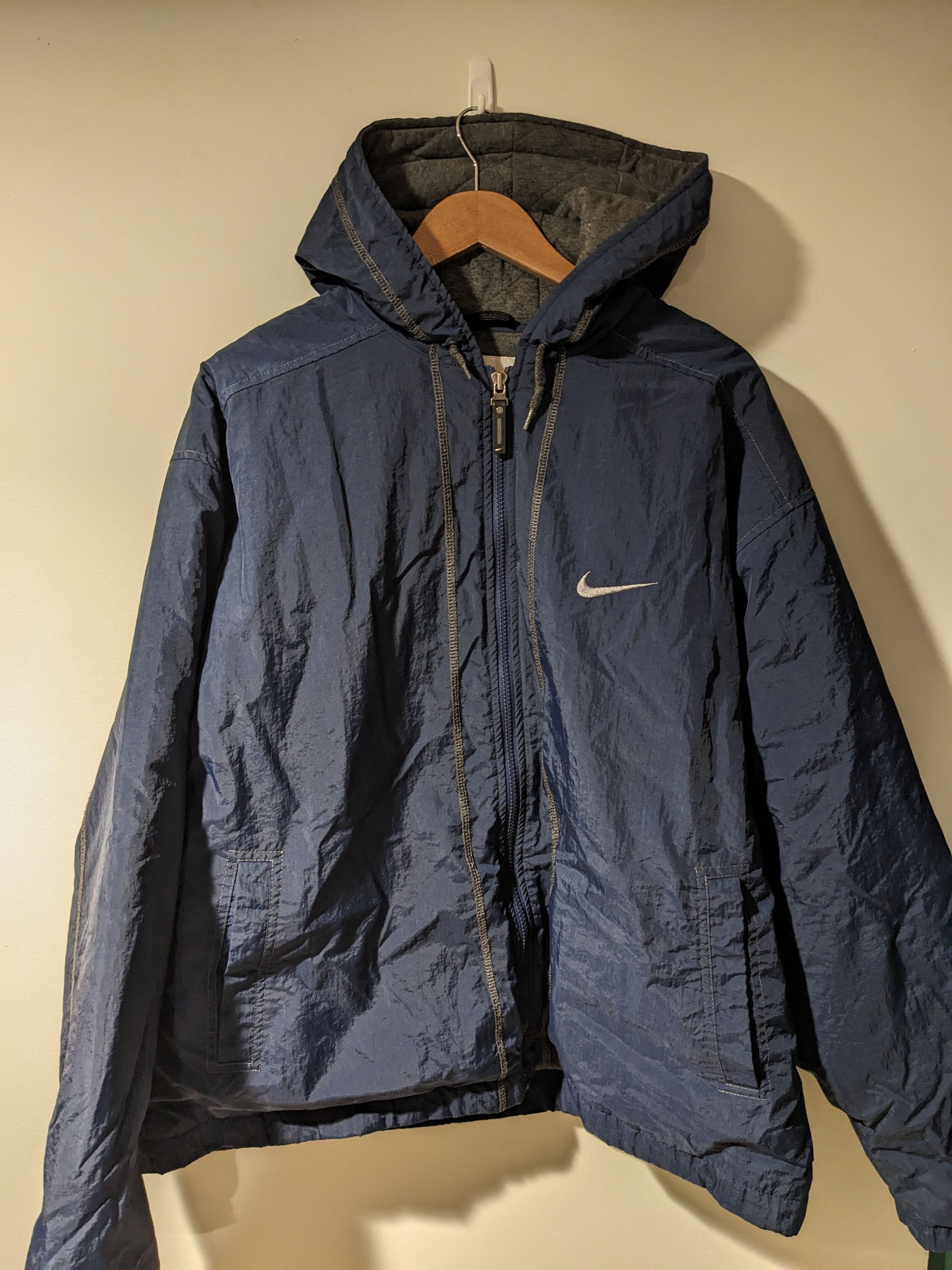 Nike × Vintage Vintage 90s Nike Big Swoosh Blue X-Large Jacket Size US XL / EU 56 / 4 - 3 Thumbnail