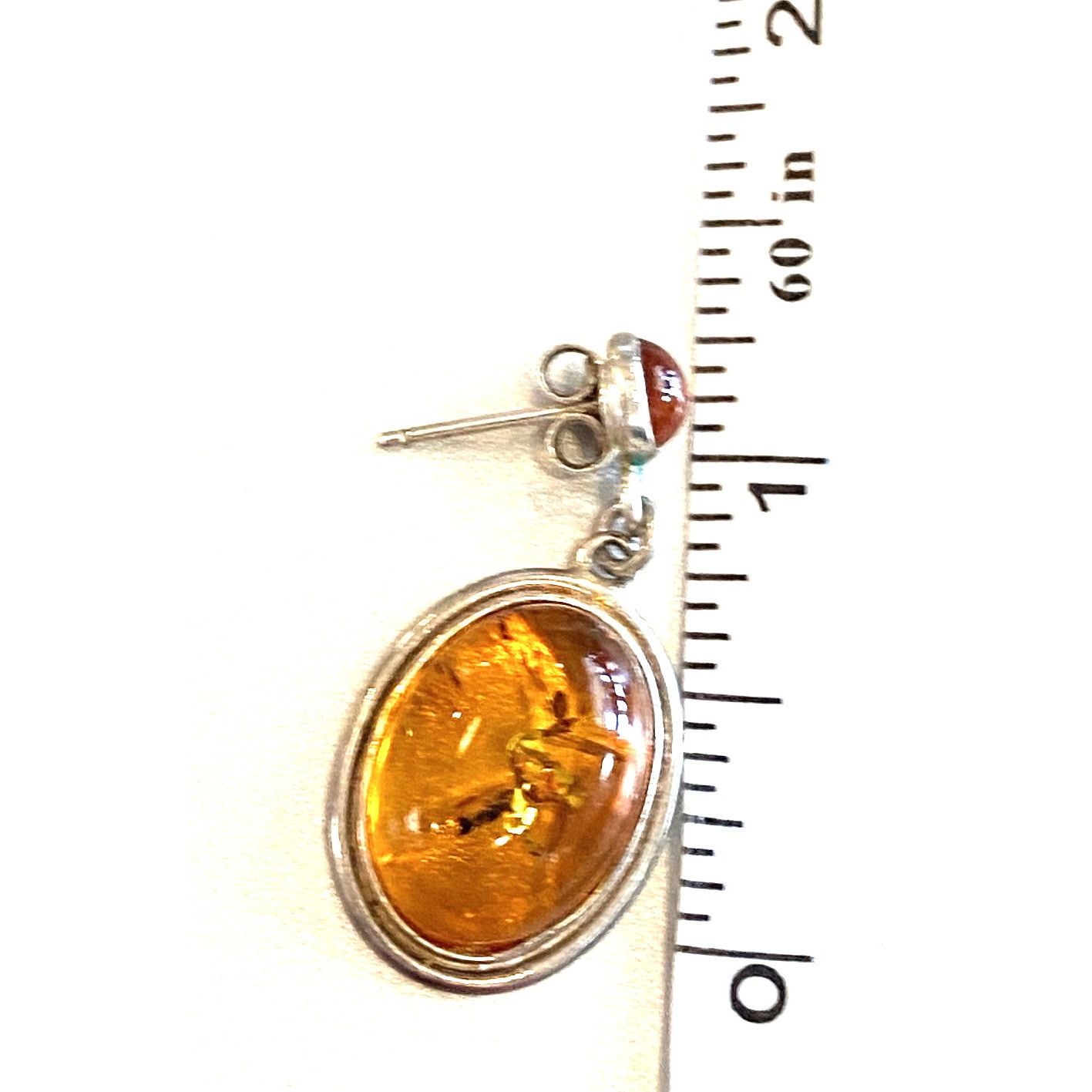 Other Silver Sterling 925 Oval Amber Dangle Drop Earrings Stud Bac Size ONE SIZE - 6 Thumbnail