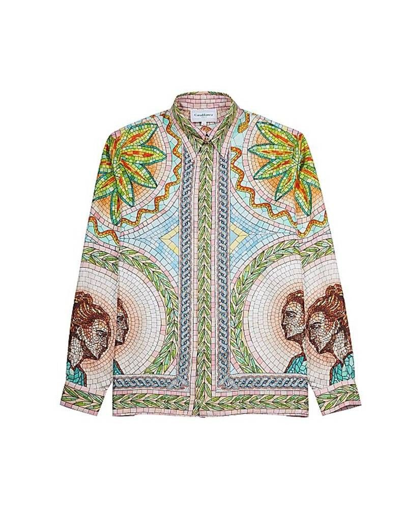 Casablanca o1mle0326 Long Sleeve Silk Shirt Mosaics in Multicolor Size US XXL / EU 58 / 5 - 1 Thumbnail