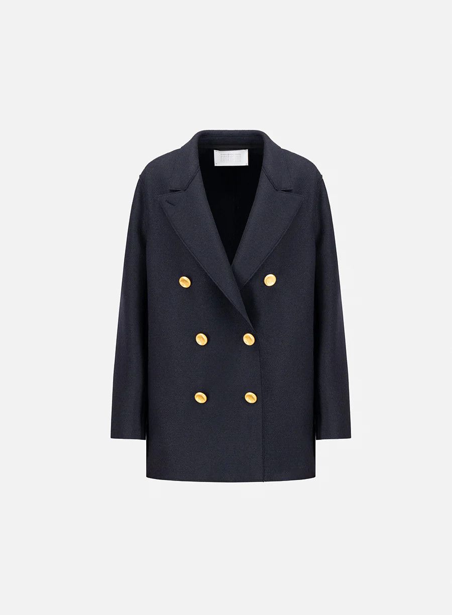 Harris Wharf London o1s22i1n1024 Double-Breasted Pressed Caban Wool Coat Size M / US 6-8 / IT 42-44 - 1 Thumbnail