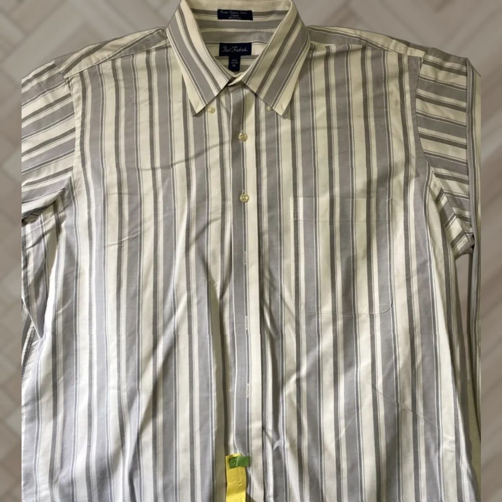 Vintage Paul Frederick Button Dress Shirt Men’s XL Gray Long Sleeve Striped Button-Down Collared Size 46R - 1 Thumbnail