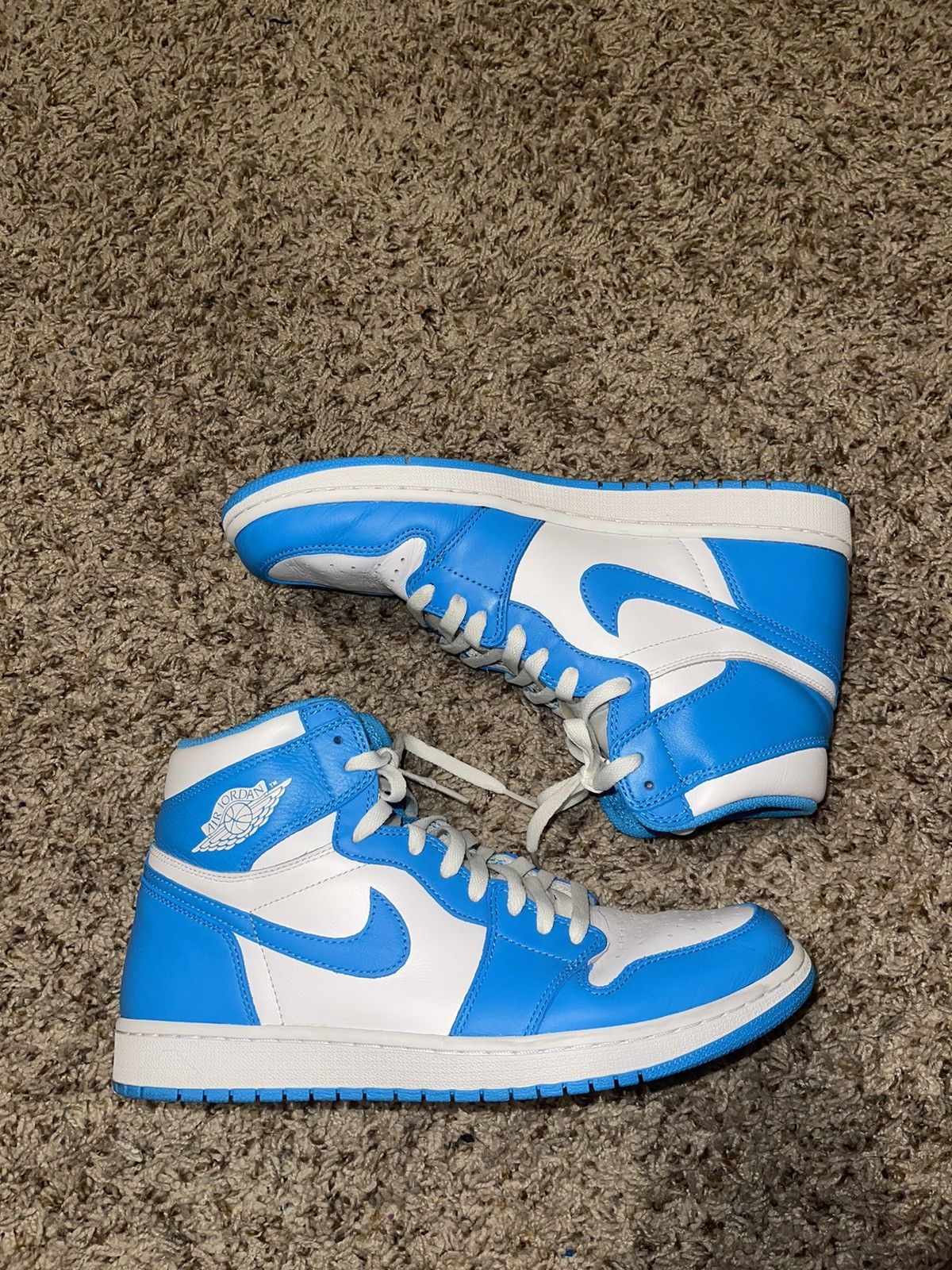 image of Nike Jordan 1 Unc 2014 Shoes in Blue, Men's (Size 11.5)