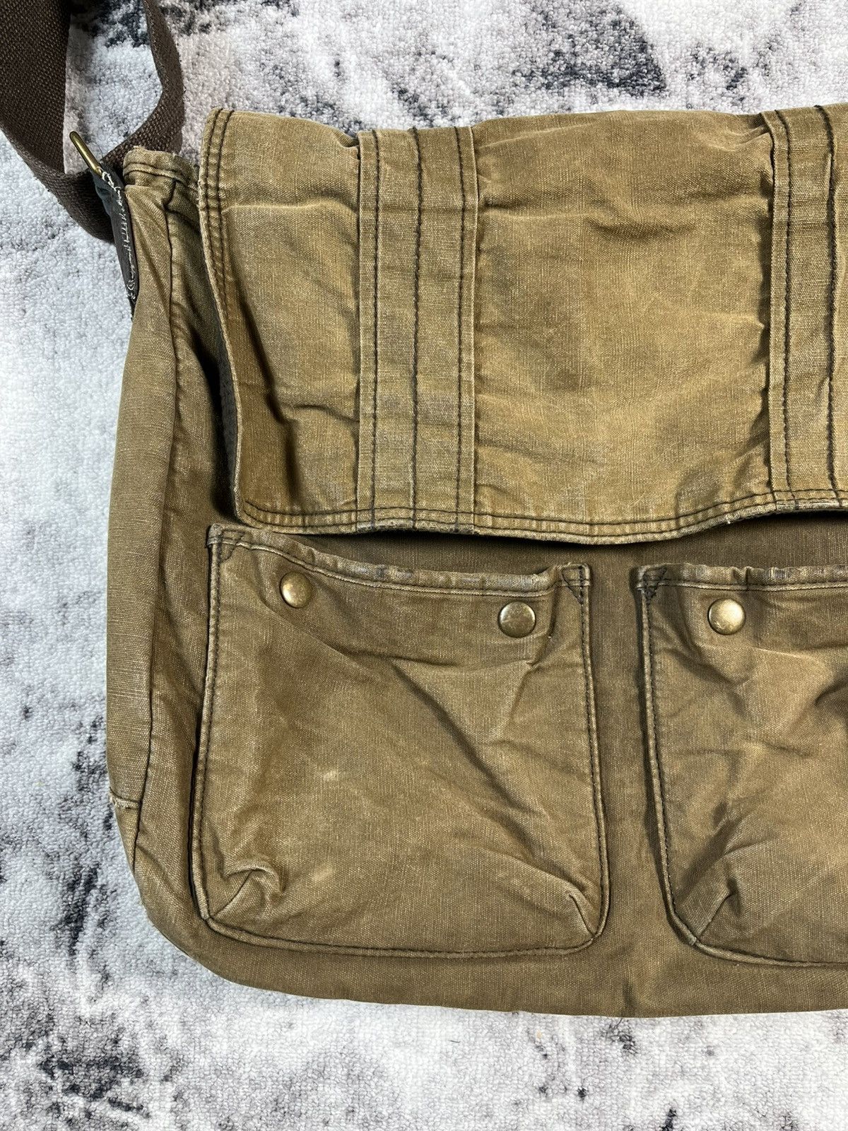Other Vintage Canvas Messenger Bag Distressed Brown Large Size ONE SIZE - 4 Thumbnail