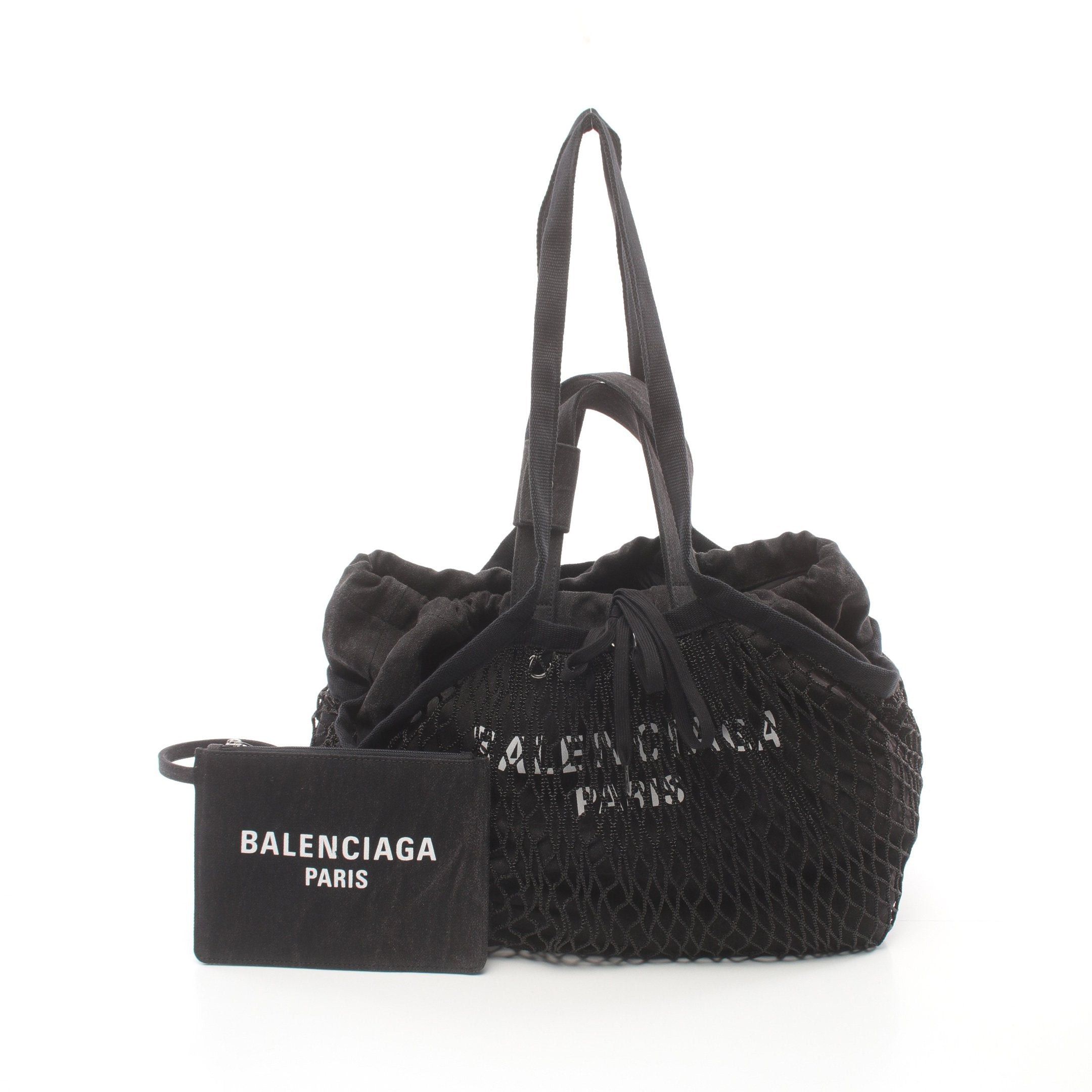 Balenciaga Balenciaga Shoulder Bag Tote Canvas Black Mesh Logo Size ONE SIZE - 1 Thumbnail