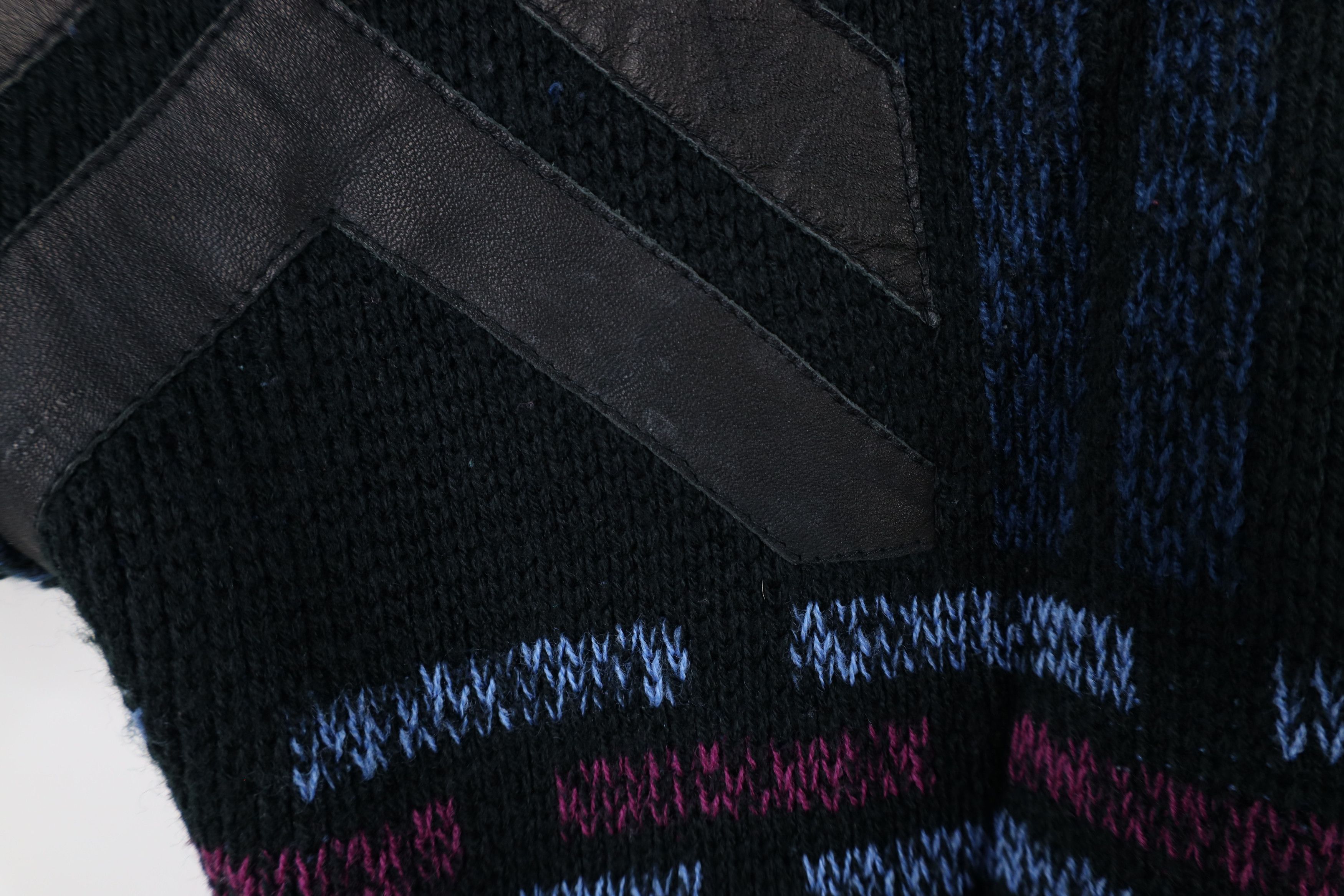 Vintage Vintage 90s Coogi Style Geometric Leather Trim Knit Sweater Size US L / EU 52-54 / 3 - 5 Thumbnail