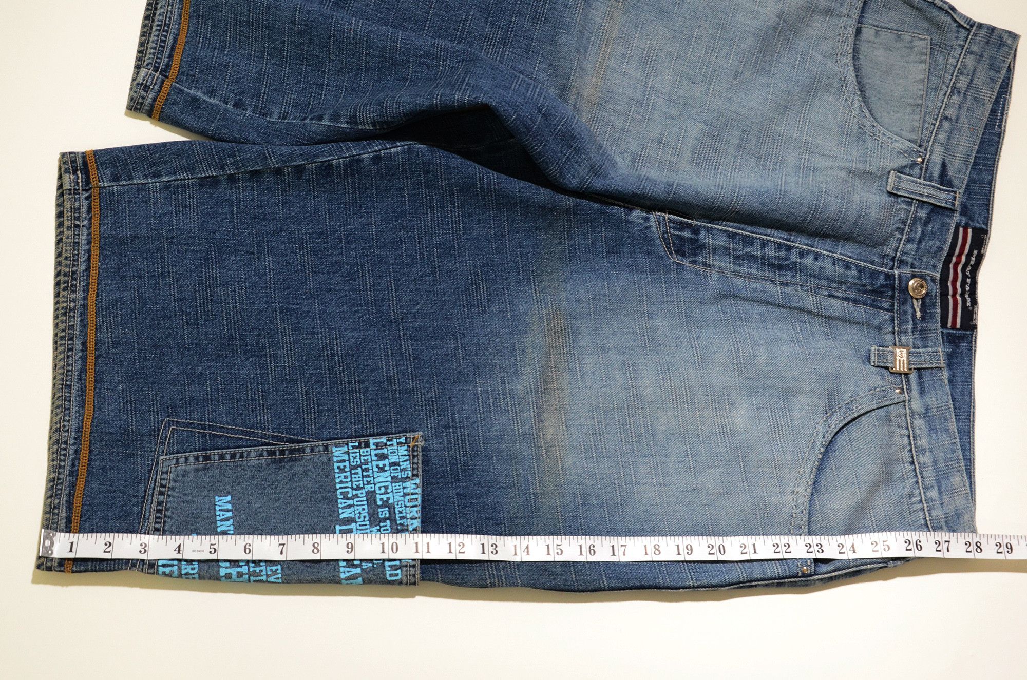 Phat Farm [Folding Color Defects] PF Denim Shorts 90s Streetwear Size US 36 / EU 52 - 18 Thumbnail