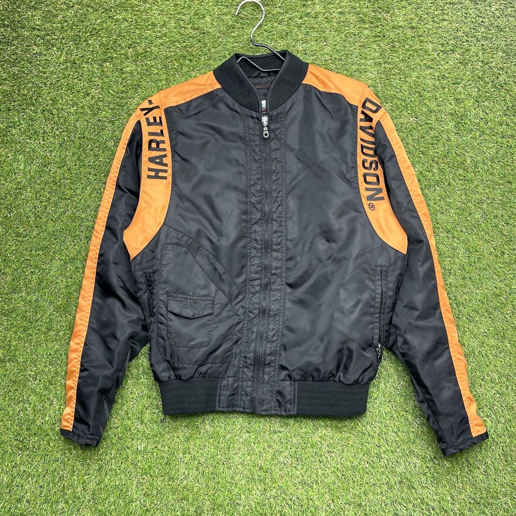 Harley Davidson Harley-Davidson Nylon Jacket Mens M Black Orange Softshell Zip Racing Jacket All Seasons Regular In Nylon Exterior Shell Lining Leather 2000s Size US M / EU 48-50 / 2 - 2 Thumbnail