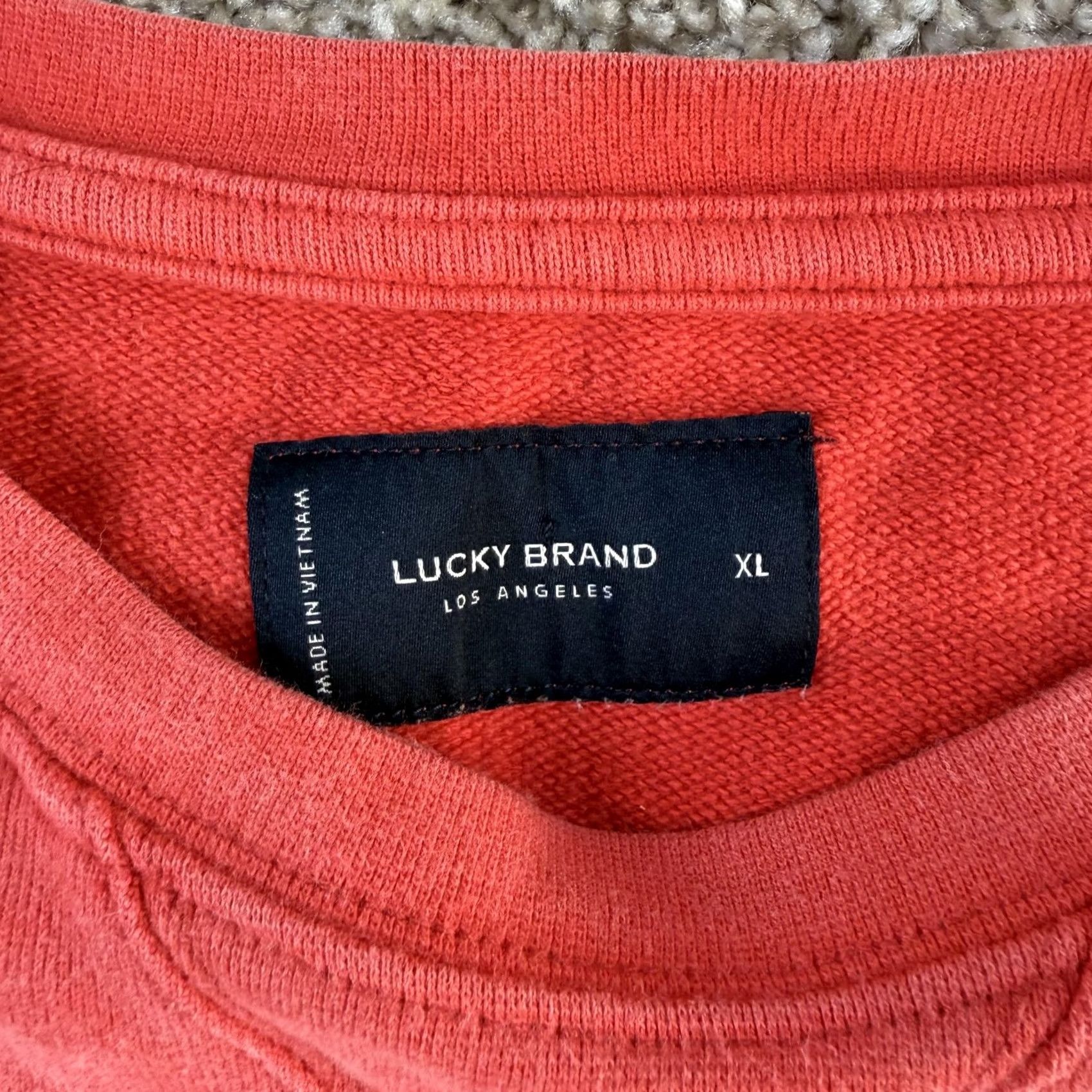 Lucky Brand Lucky Brand Sweatshirt Mens XL Orange Knit Crewneck Pullover Stretch Logo Solid Size US XL / EU 56 / 4 - 3 Thumbnail