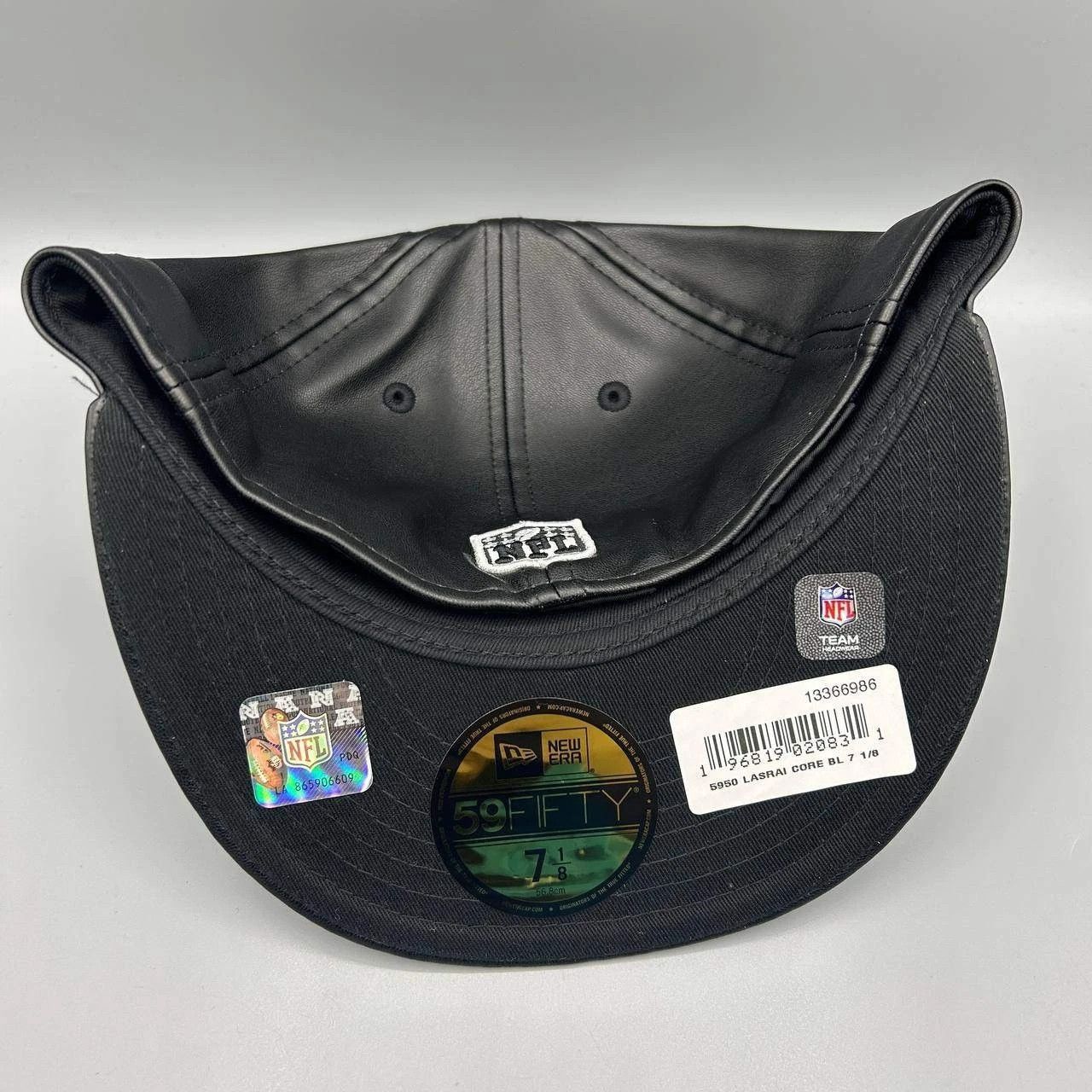 New Era Las Vegas Raiders Hat Men 7 1/8 Black PU Leather Fitted Cap Size ONE SIZE - 8 Thumbnail