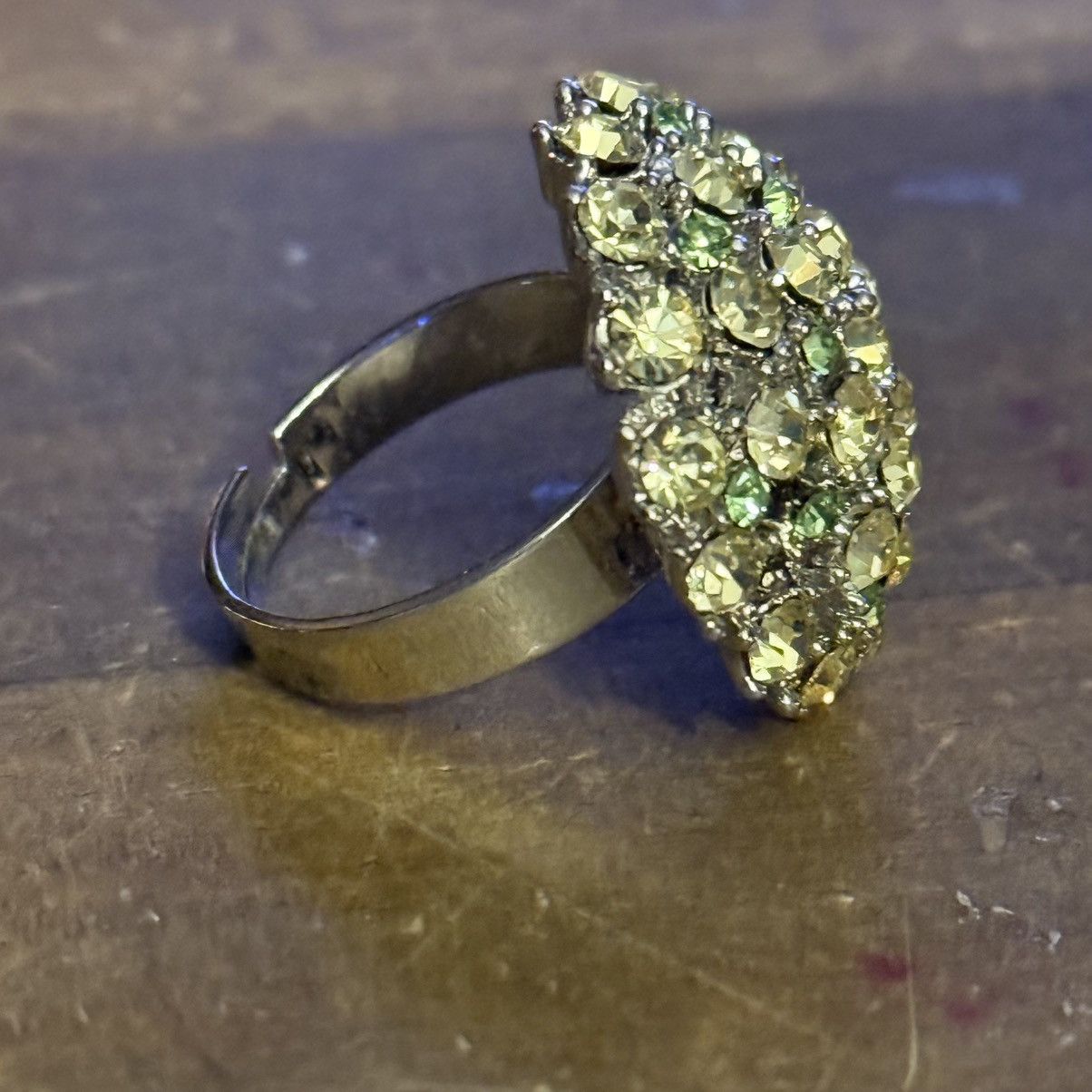 Vintage Vintage silver tone light green rhinestones cluster ring Size ONE SIZE - 7 Thumbnail