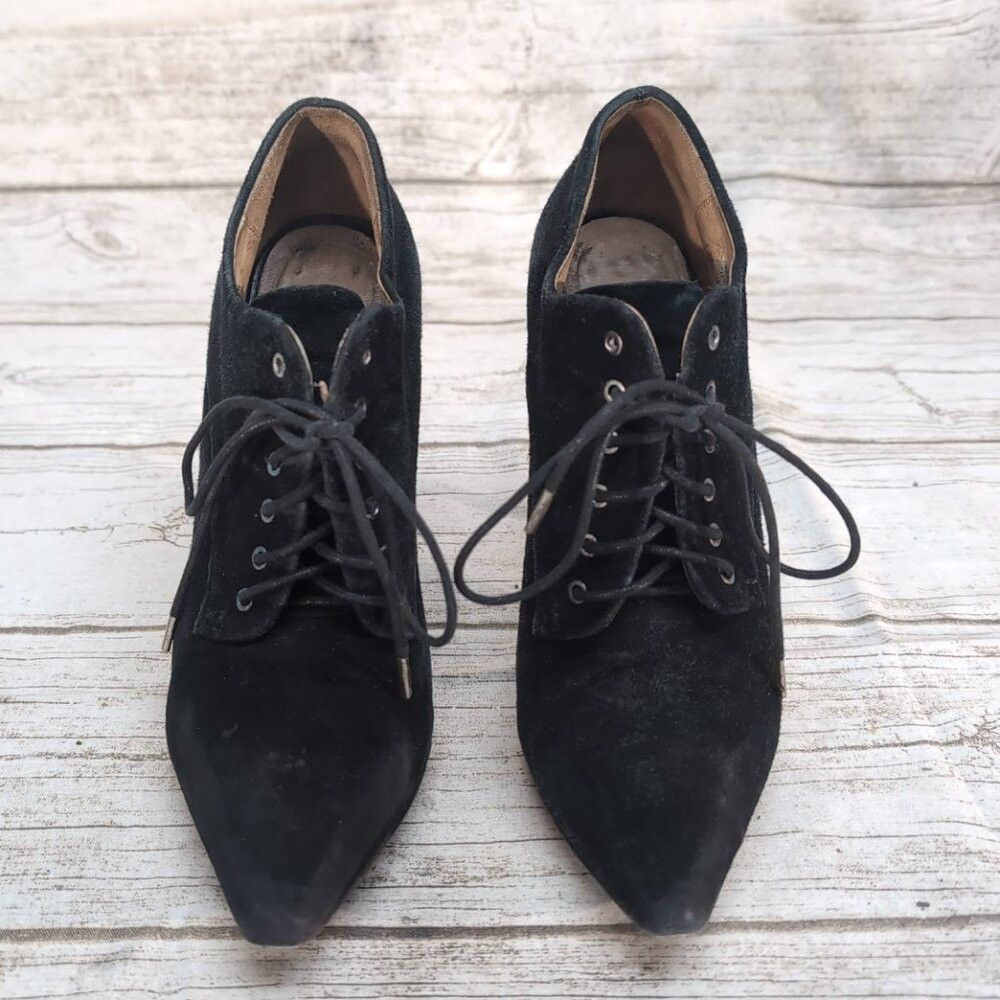 L.A.M.B. L.A.M.B. Black Suede Lace Up Stiletto Ankle Booties Women S Size US 8.5 / IT 38.5 - 3 Thumbnail