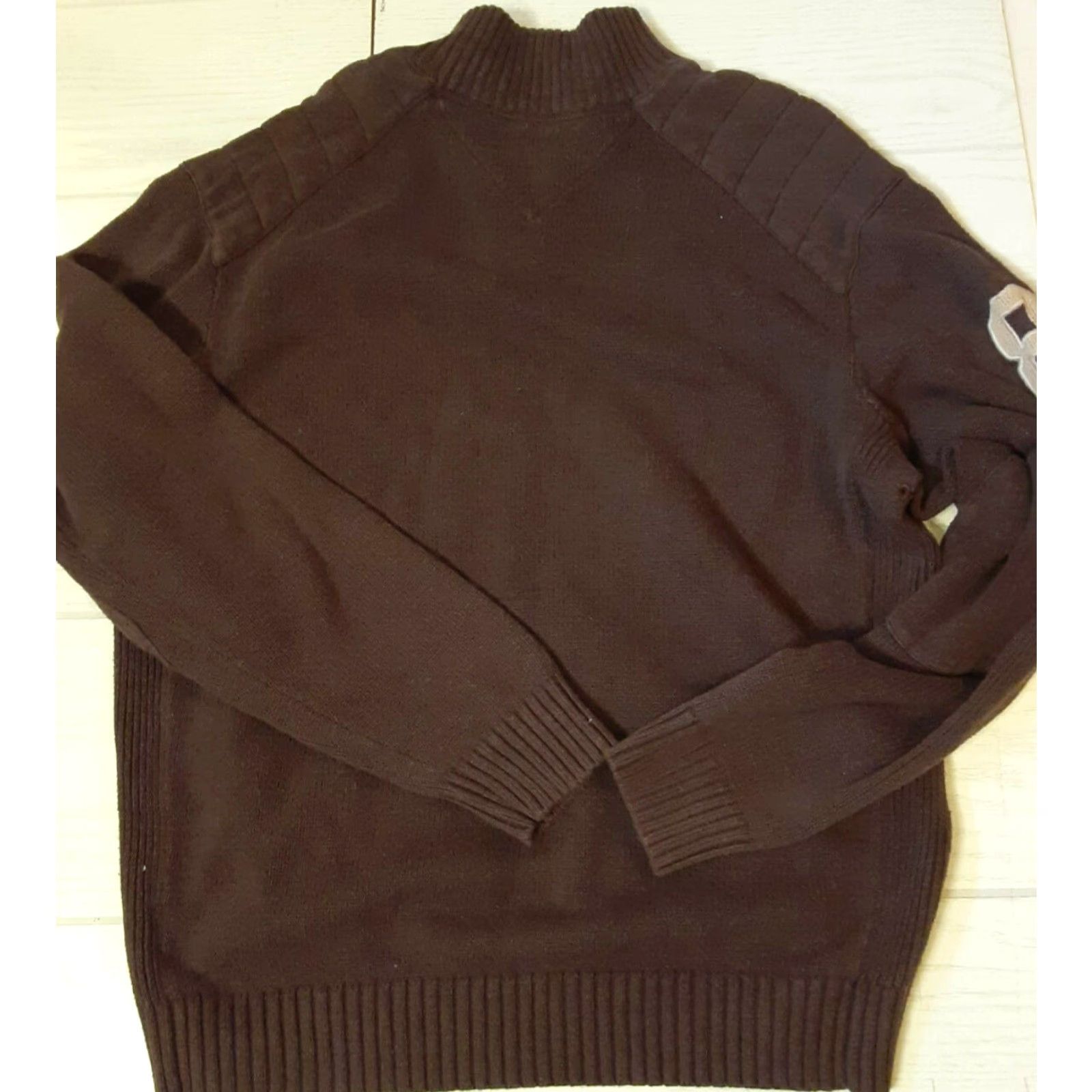 Tommy Hilfiger VINTAGE Tommy Hilfiger Sweater 1/4 Zip Crew Neck Men 8XL Brown Cotton Crest Pullover II 26in Long Mens Size US XXL / EU 58 / 5 - 3 Thumbnail