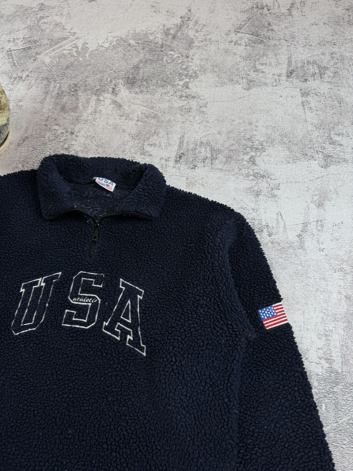 Vintage Sherpa USA Athletic Flag Logo Fleece Snow Sweatshirt Pullover Size US M / EU 48-50 / 2 - 6 Thumbnail