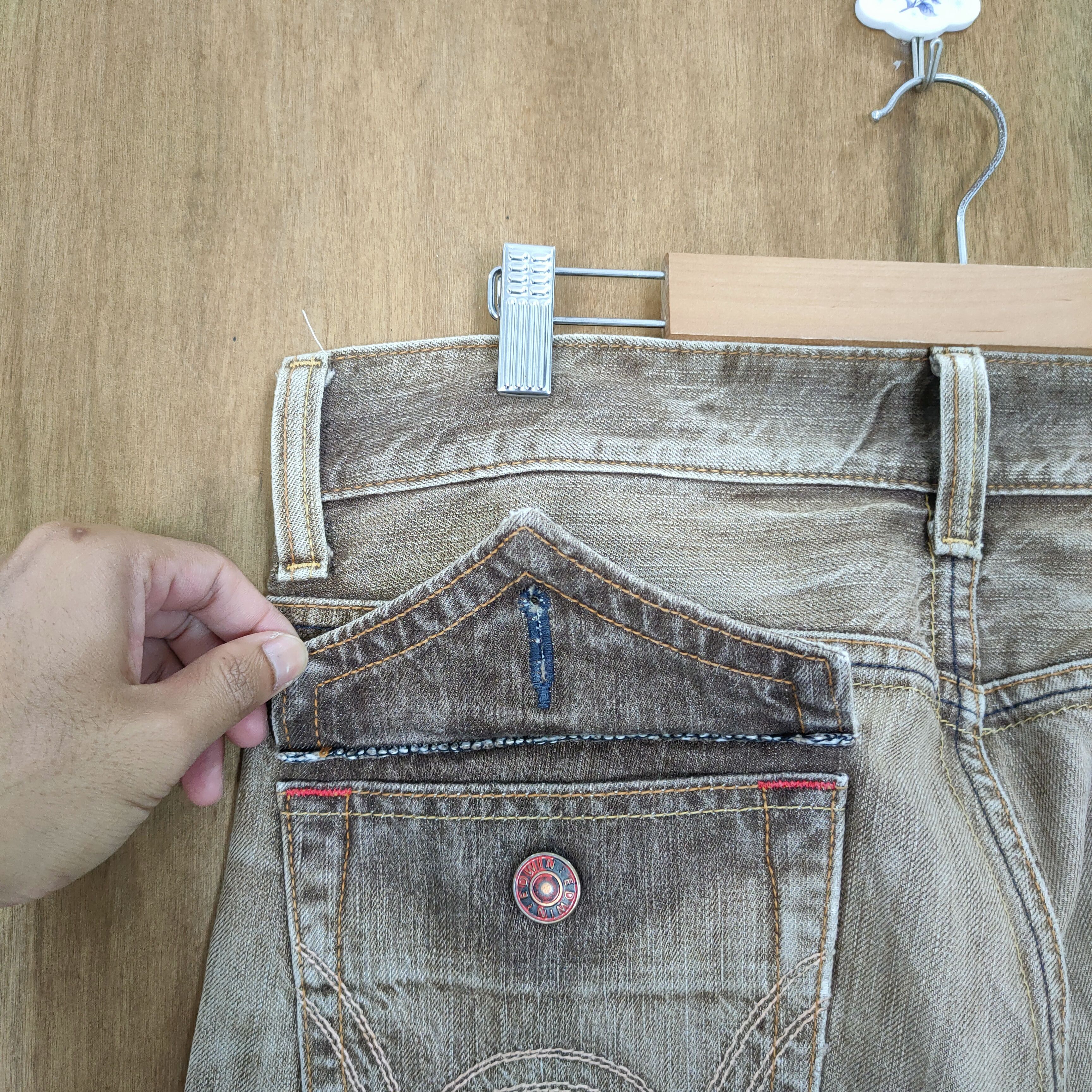 Edwin × Japanese Brand × Vintage VINTAGE EDWIN 503 FLARE BROWN DISTRESSED JEANS PANTS Size US 33 - 10 Thumbnail