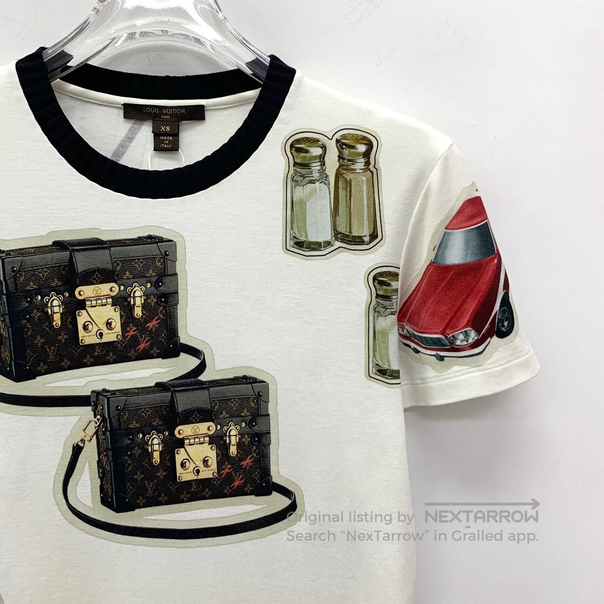 Louis Vuitton Louis Vuitton White bag cosmetic print round neck short sl Size US XS / EU 42 / 0 - 3 Thumbnail