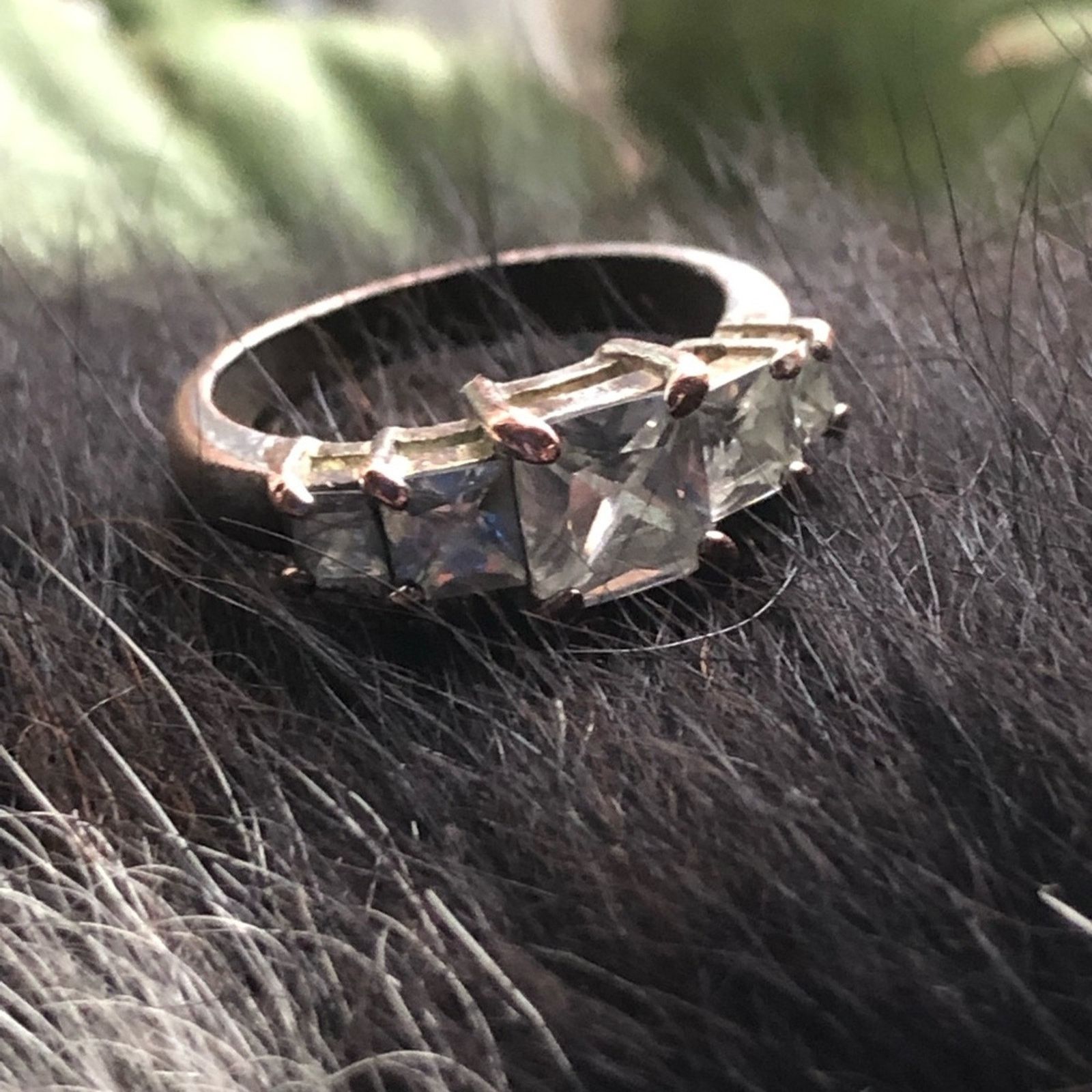 Vintage Vintage prong set square cut simulated diamond ring Size ONE SIZE - 2 Thumbnail