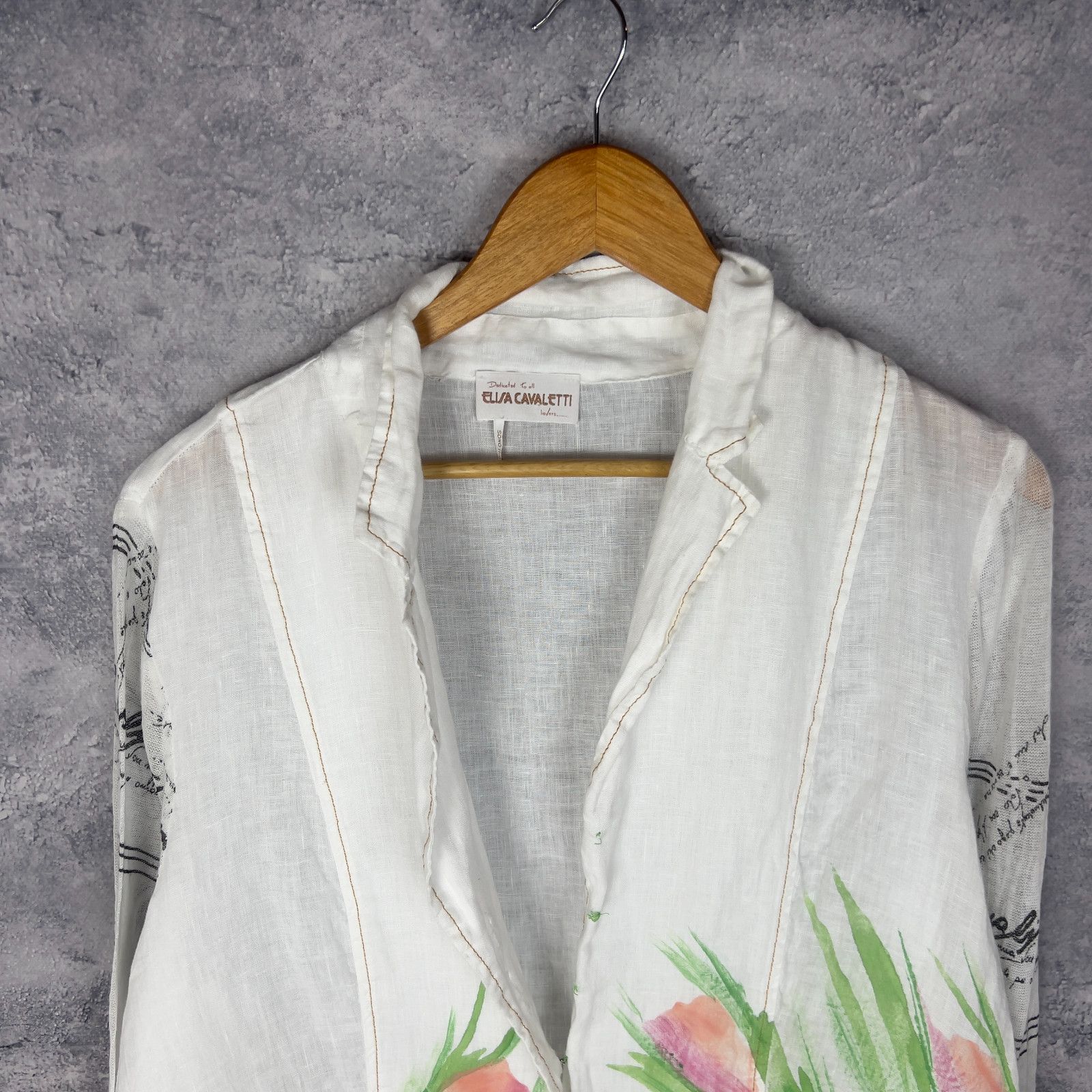 Elisa Cavaletti Elisa Cavaletti Women’s Blouse TG 1 White Lino Long Sleeve ` Size XS / US 0-2 / IT 36-38 - 2 Thumbnail