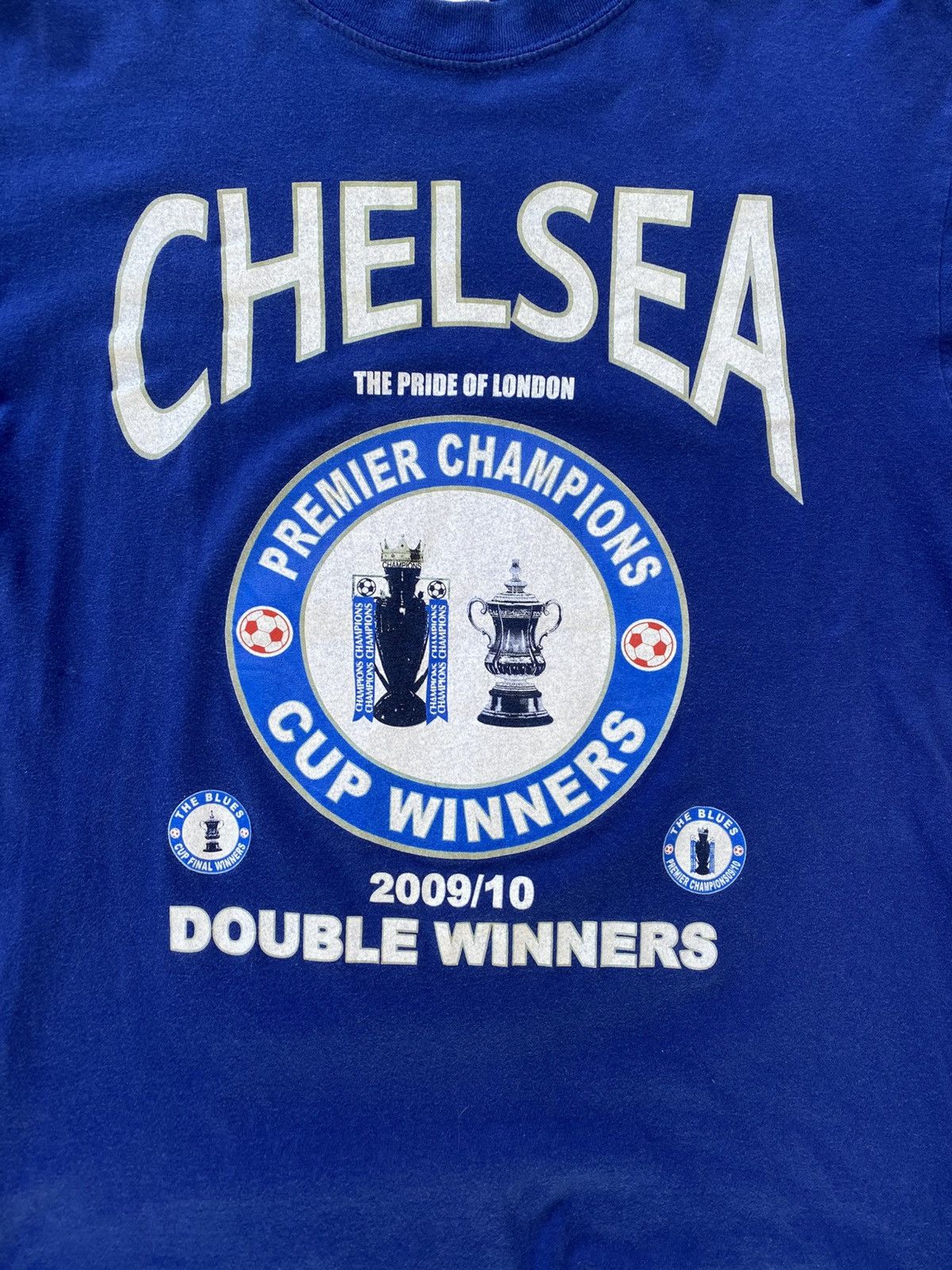 Chelsea Soccer × Vintage Vintage Chelsea Champion 2009/10 Double Winner Tshirt Size US M / EU 48-50 / 2 - 3 Thumbnail