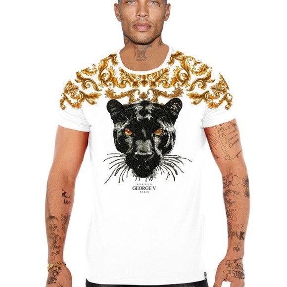 Other George V White Gold Designer Men’s Rhinestone Tee Shirt Size US XXL / EU 58 / 5 - 1 Thumbnail