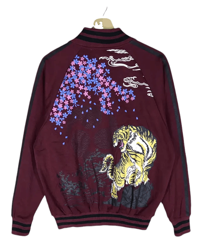 Japanese Brand Vintage Japan Sukajan Tiger Sakura Varsity Size US L / EU 52-54 / 3 - 3 Thumbnail