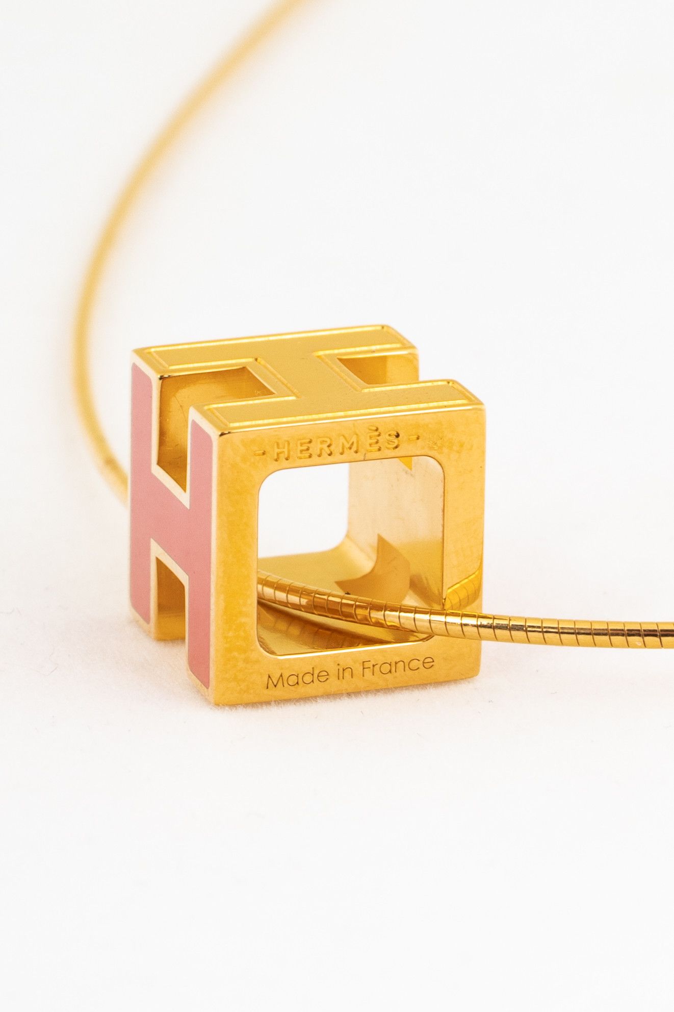 Hermes Hermes Cage D'H Gold Cube-Pendant Necklace Size ONE SIZE - 4 Thumbnail