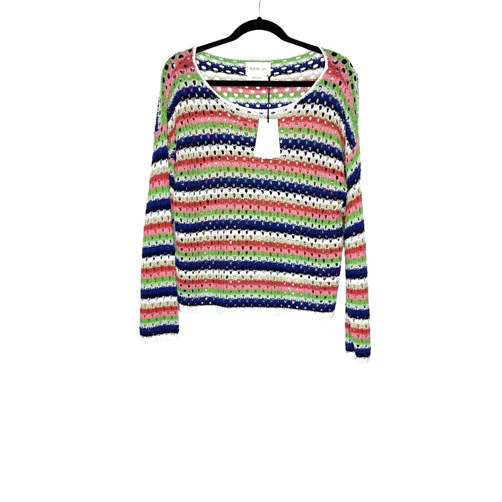 image of Eleven Six Open Knit Sweater 100% Cotton Size XL / Xxl, Women's