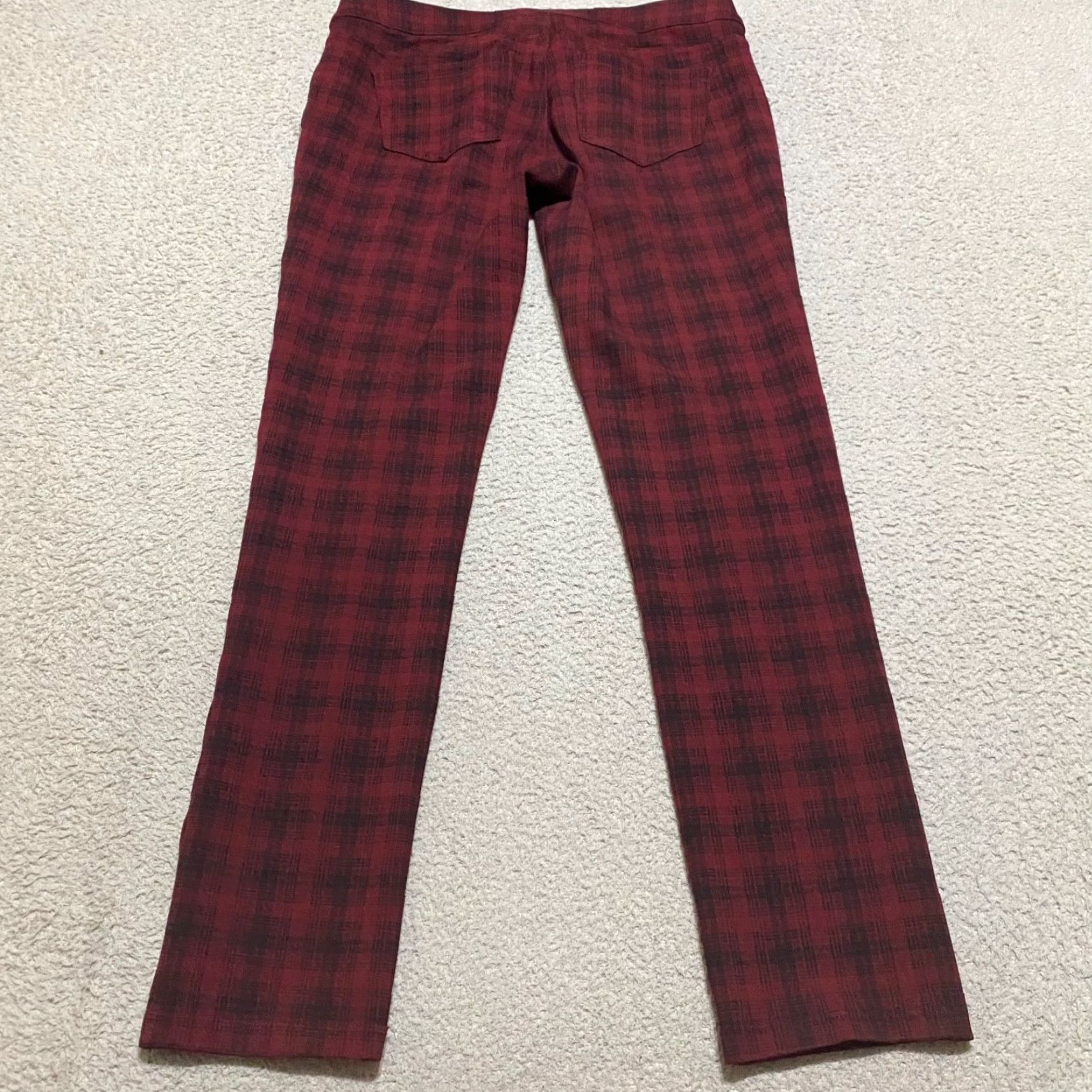 Vintage Liverpool Jeans Pants Womens size 6 Red Plaid Skinny Ankle Mid Rise Pull On Stretch Comfort Casual Size 30" / US 8 / IT 44 - 2 Thumbnail