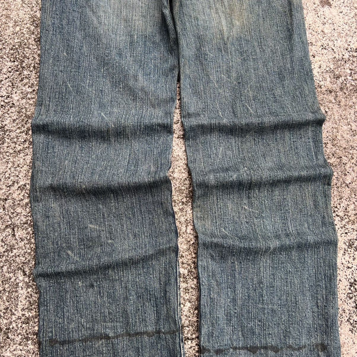 Japanese Brand “RARE” VINTAGE FADED BLUE JEANS WITH RARE ANGLED POCKETS Size US 33 - 16 Thumbnail