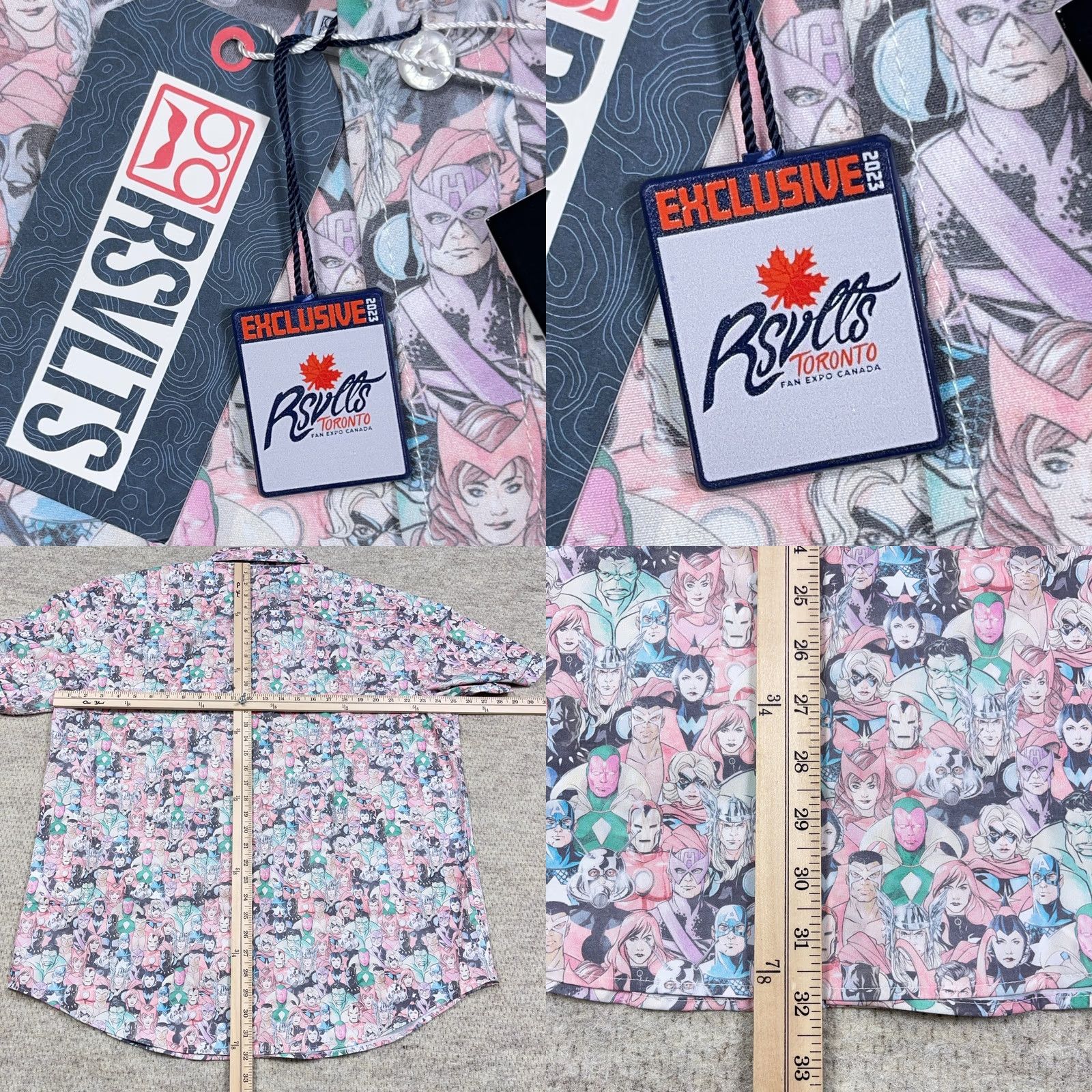 Vintage RSVLTS Marvel Shirt Men 2XL Pink Graphic Print Button-Up Comic Movie Retro 90s Caped Heroes Womens? Size US XXL / EU 58 / 5 - 8 Thumbnail