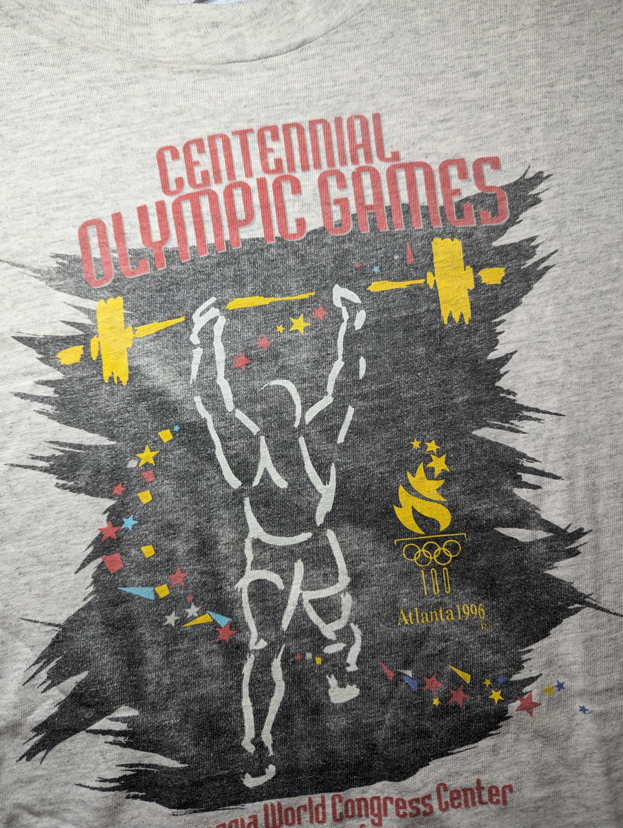 Hanes × Vintage Hanes Atlanta 1996 Olympic games Weightlifting T Shirt Size US L / EU 52-54 / 3 - 3 Thumbnail