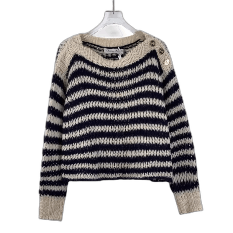 Dior **Christian Dior Striped Knit Long Sleeve Sweater**-2506 Size XXS / US 00 / IT 34 - 1 Thumbnail