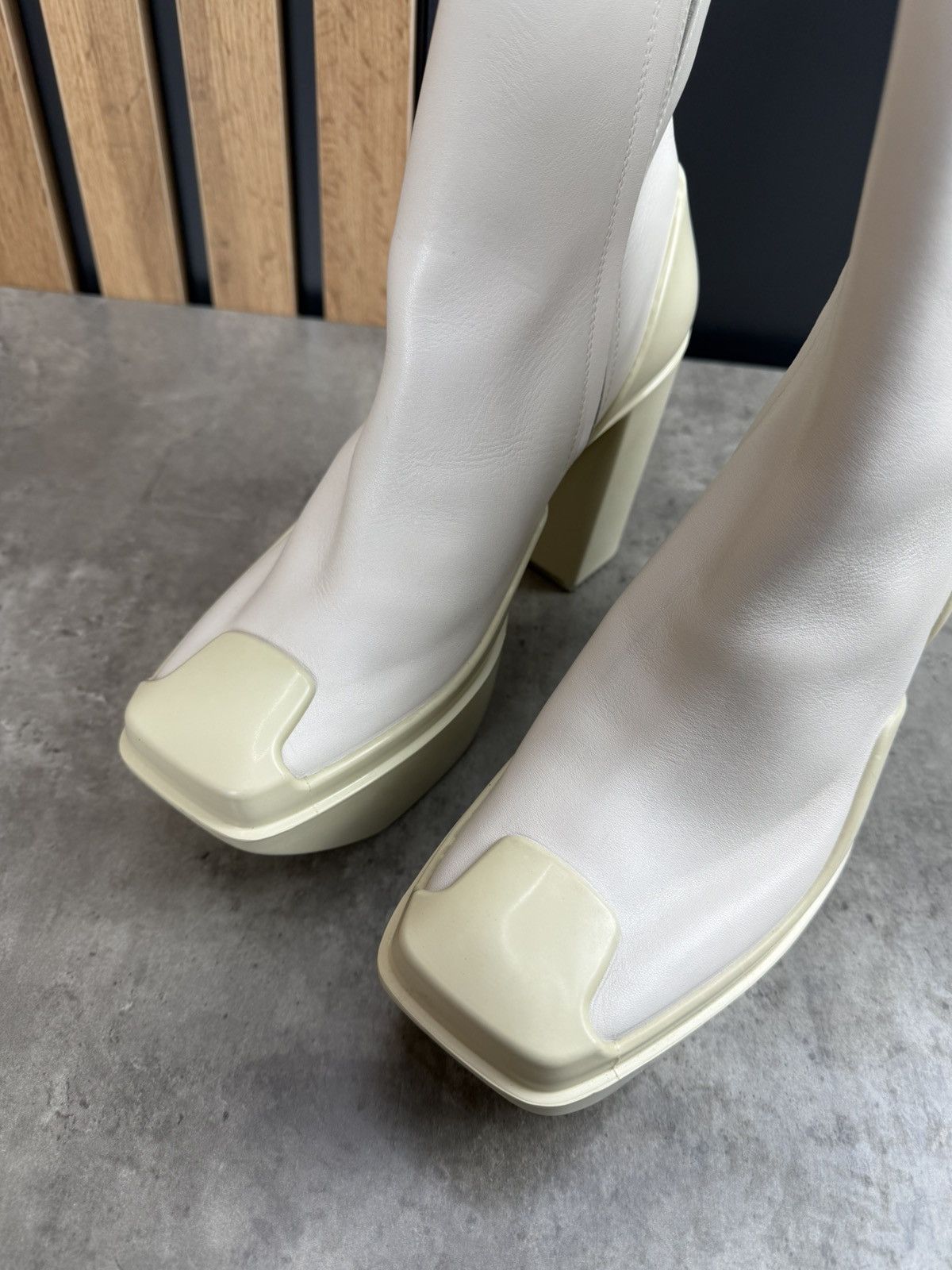 Peter Do at.kollektive x Peter Do Leather Platform Ankle Boots White Size US 10 / IT 40 - 4 Thumbnail