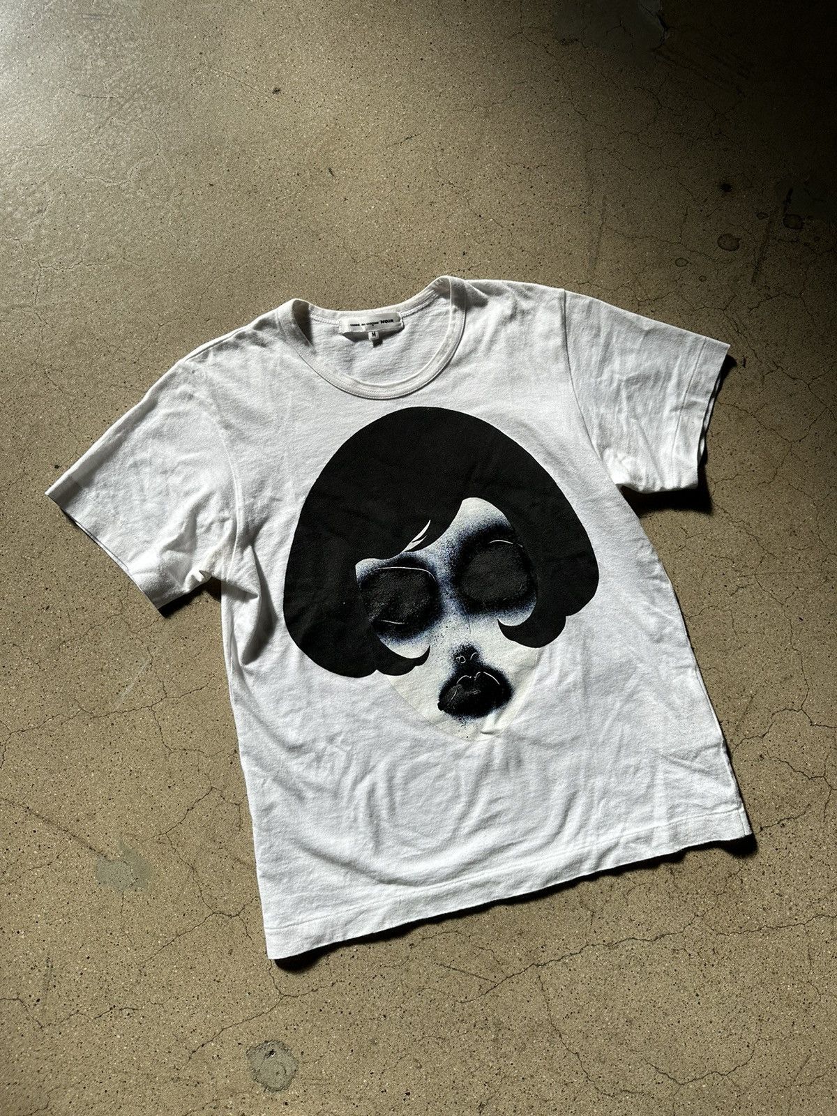 image of Comme Des Garcons Black Comme Des Garcons Scary Face Tshirt in White, Men's (Size Medium)