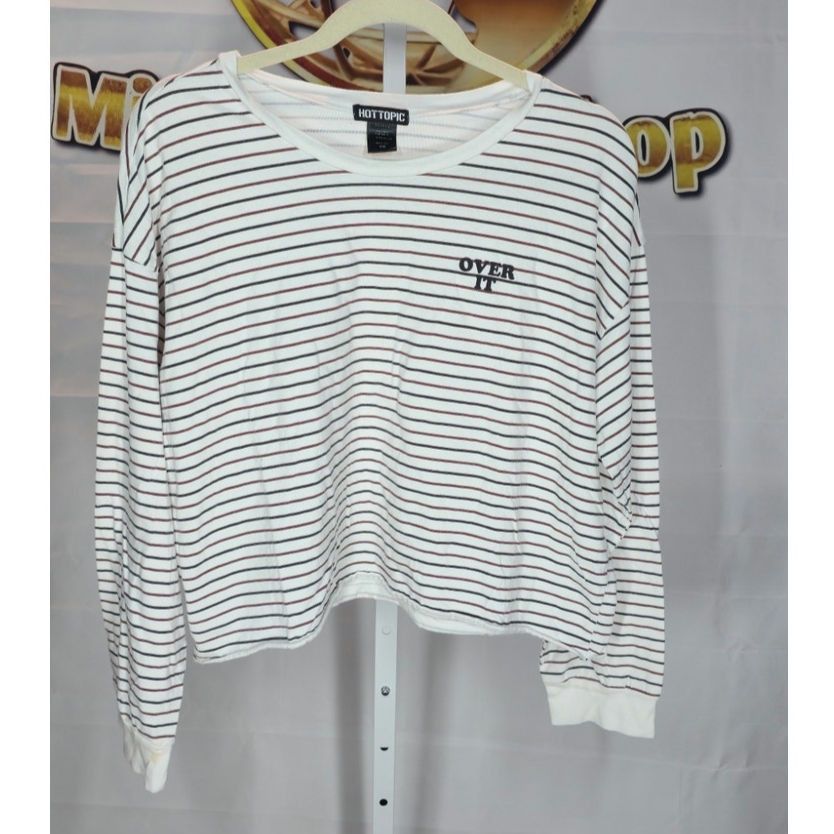 Other Hot Topic White Stripe Crop Long Sleeve Shirt Over It Top 2X Size L / US 10 / IT 46 - 1 Thumbnail