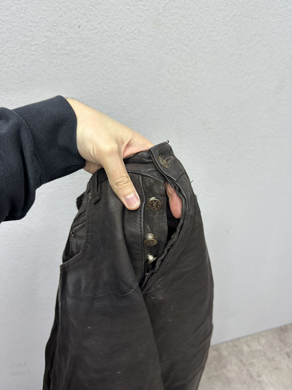 Leather Vintage Rock n Roll Leather Pants Black Motorcycle Y2K Size US 31 - 10 Thumbnail