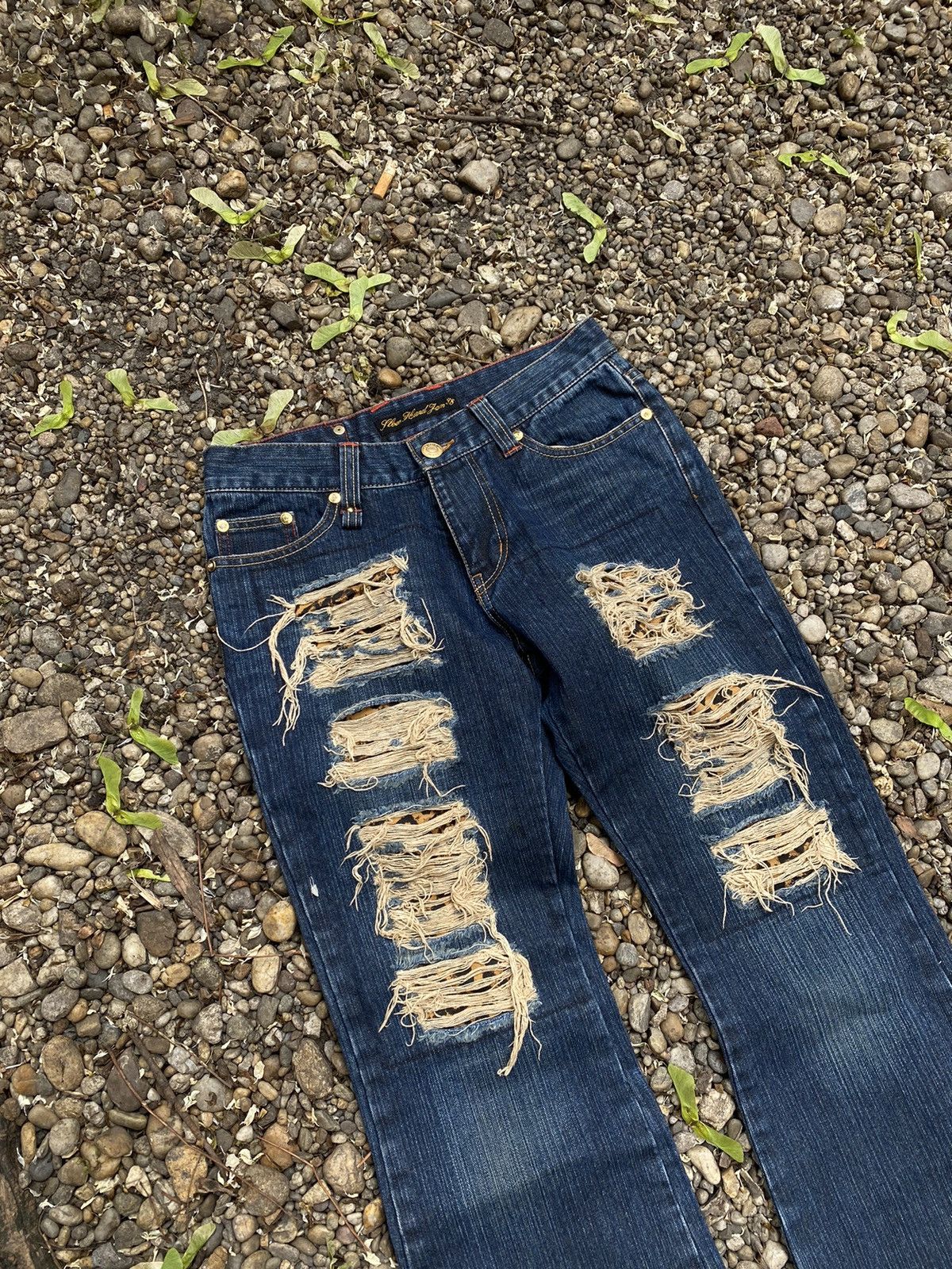 Japanese Brand Slow Hand Jam Distressed Flared Jeans Size 26" / US 2 / IT 38 - 11 Thumbnail
