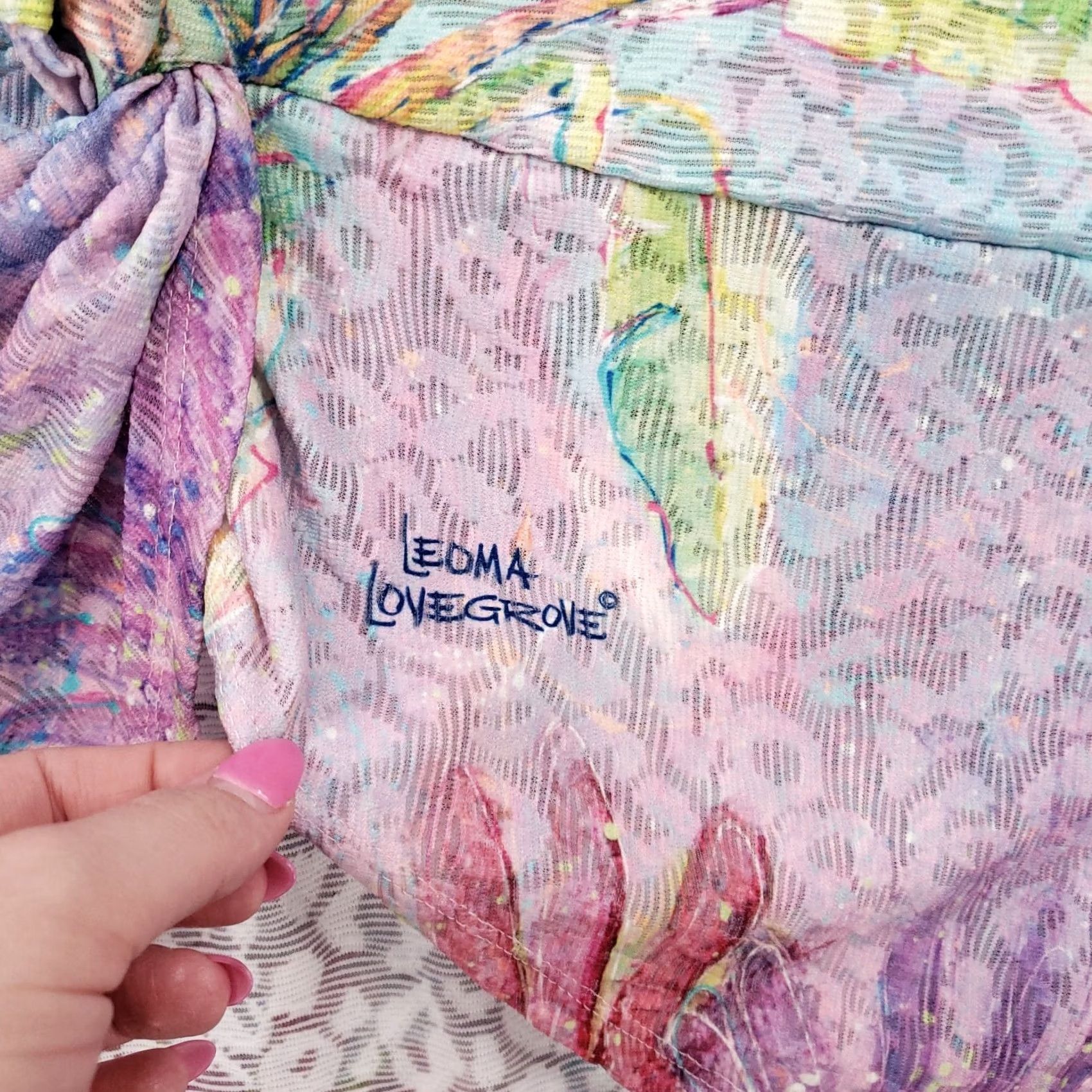 Vintage Leoma Lovegrove Top Womens S Small Blue Tunic Floral Asymmetric Short Sleeve Size S / US 4 / IT 40 - 3 Thumbnail