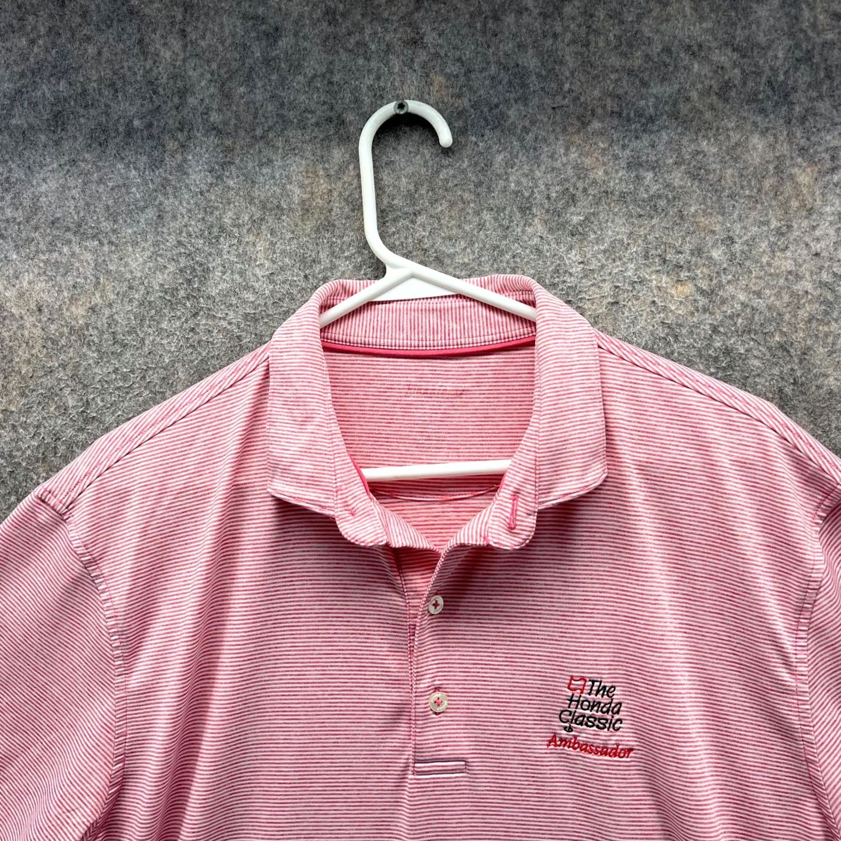 johnnie-O Johnnie-O Polo Shirt Men Large Pink Striped Honda Classic Size US L / EU 52-54 / 3 - 6 Thumbnail