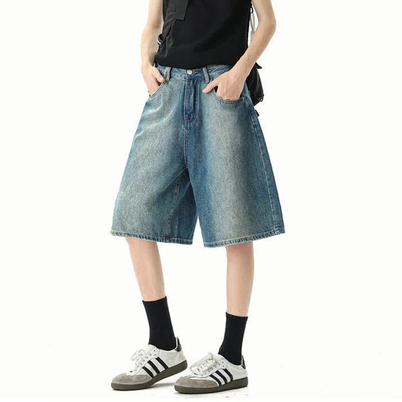 Jean Casual Contrast Denim Shorts Men Wide Leg 2025 Size US 34 / EU 50 - 1 Thumbnail