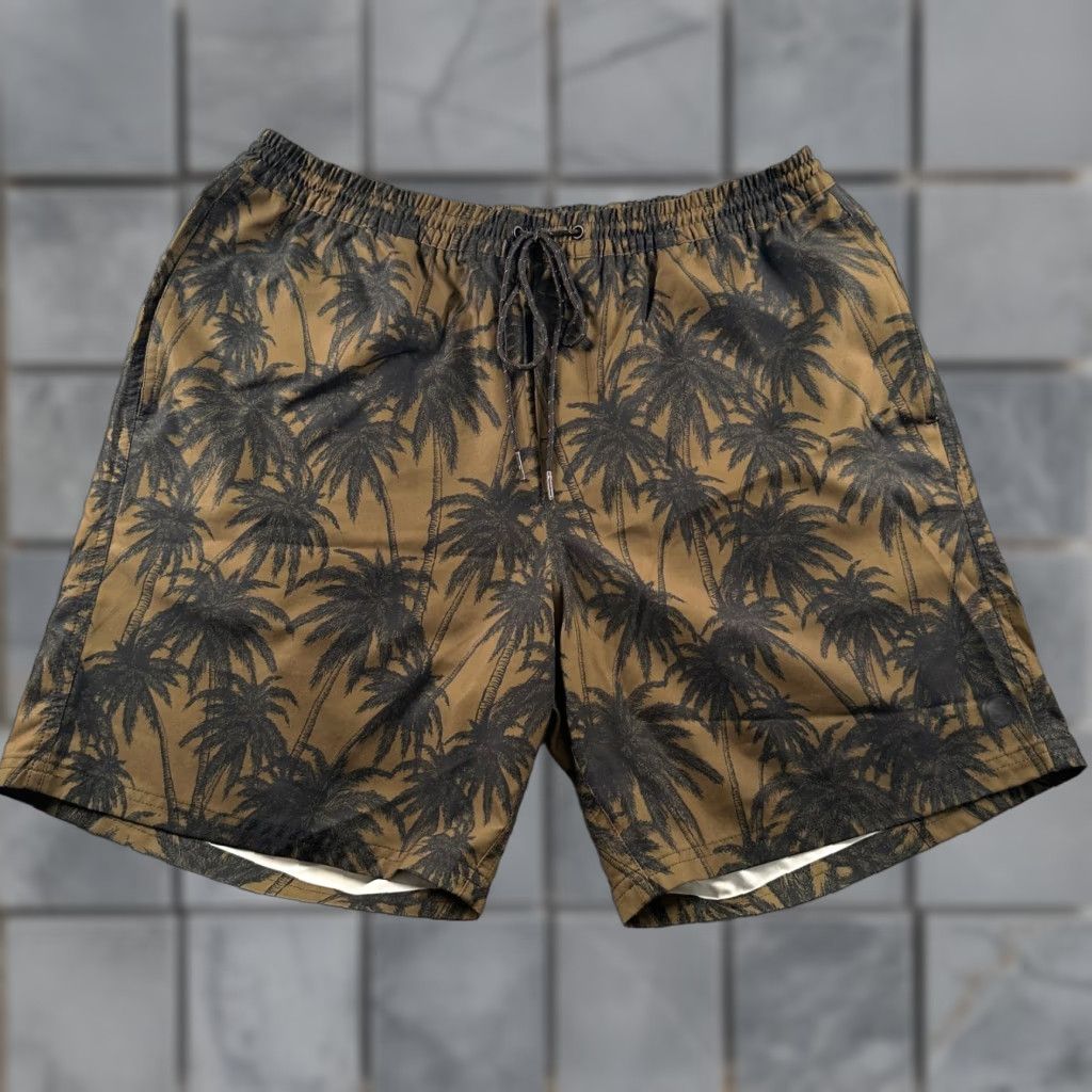 Outerknown Outerknown Swim Trunks Mens 33 Olive Palm Print Drawstring Quick Dry Board Shorts Beach Tropical Mens Size ONE SIZE - 1 Thumbnail