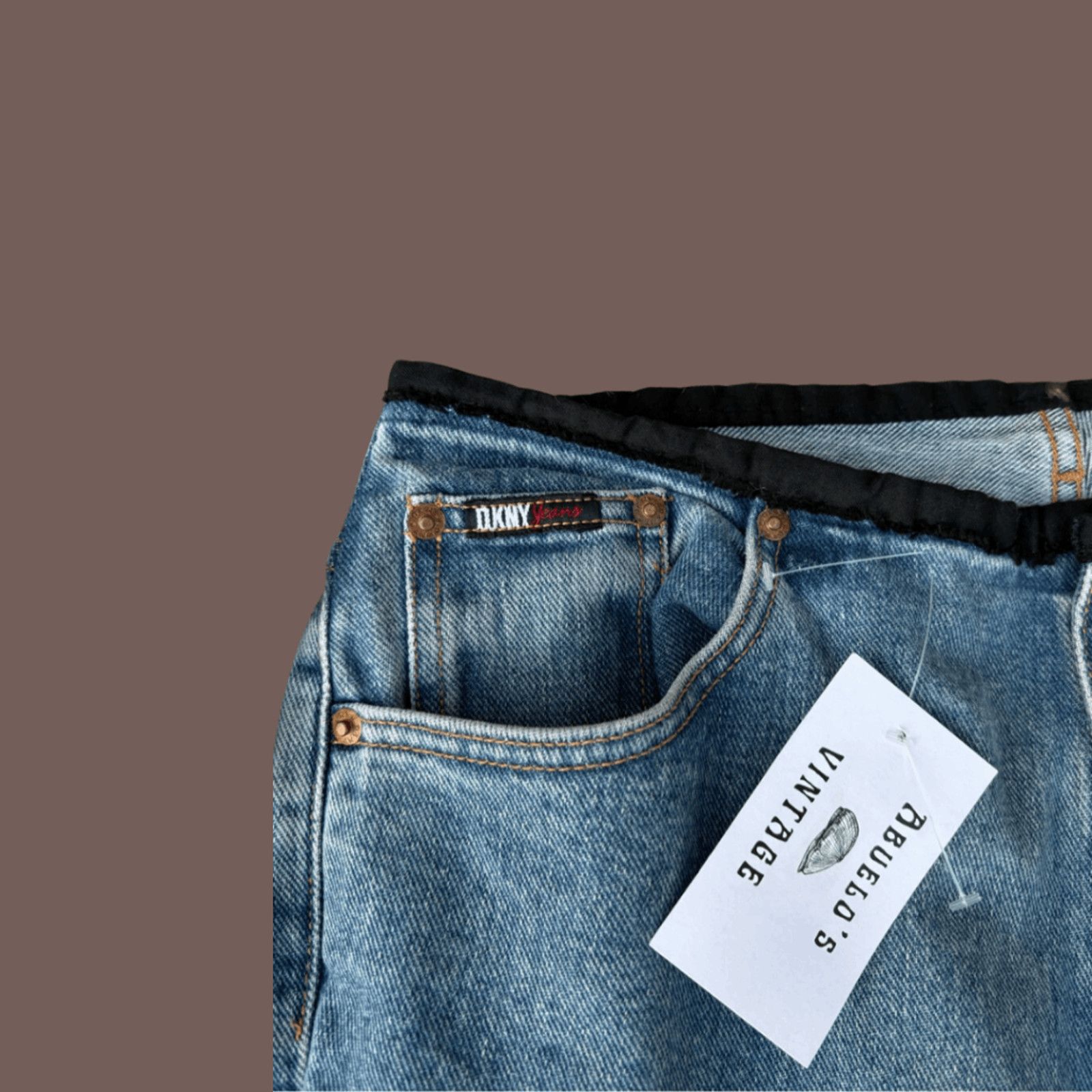 DKNY VTG Straight Jeans | DKNY Raw Waistband | Y2K Denim Size 33" - 4 Thumbnail