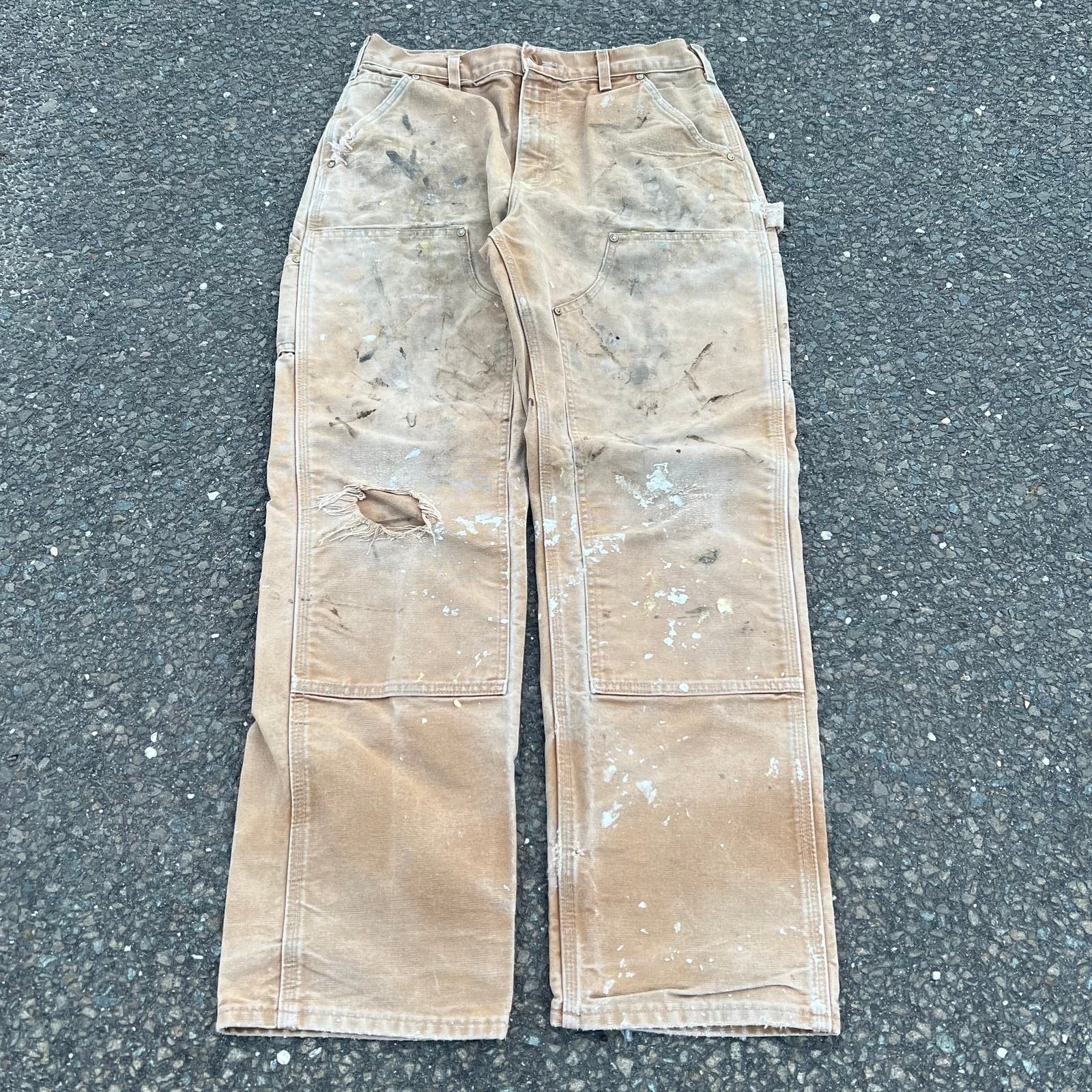 image of Carhartt Brown Double Knee Work Wear Carpenter Pants, Men's (Size 32)