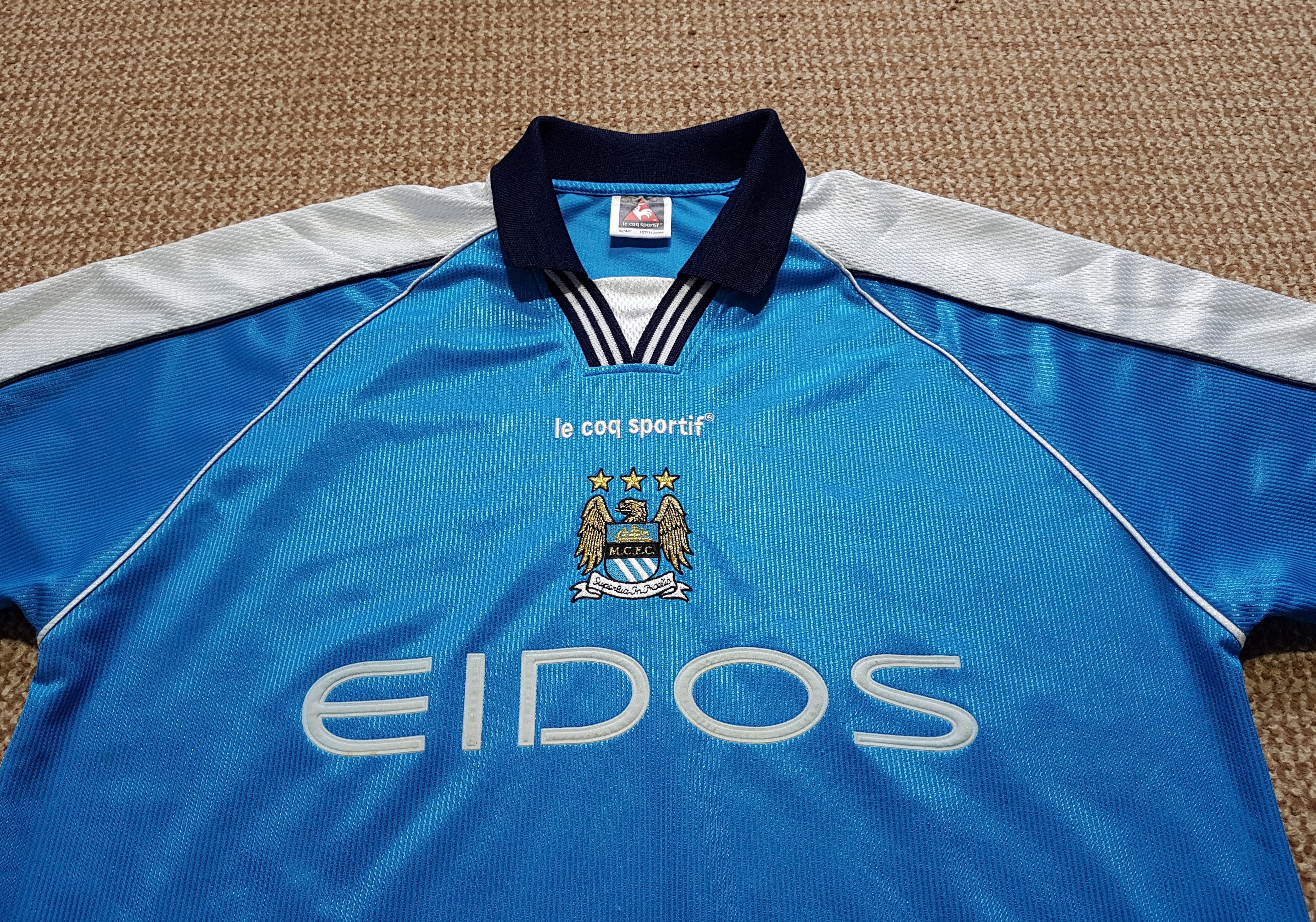 Le Coq Sportif Manchester City 1999-2001 Vintage Football Soccer Jersey XL Size US XL / EU 56 / 4 - 7 Thumbnail