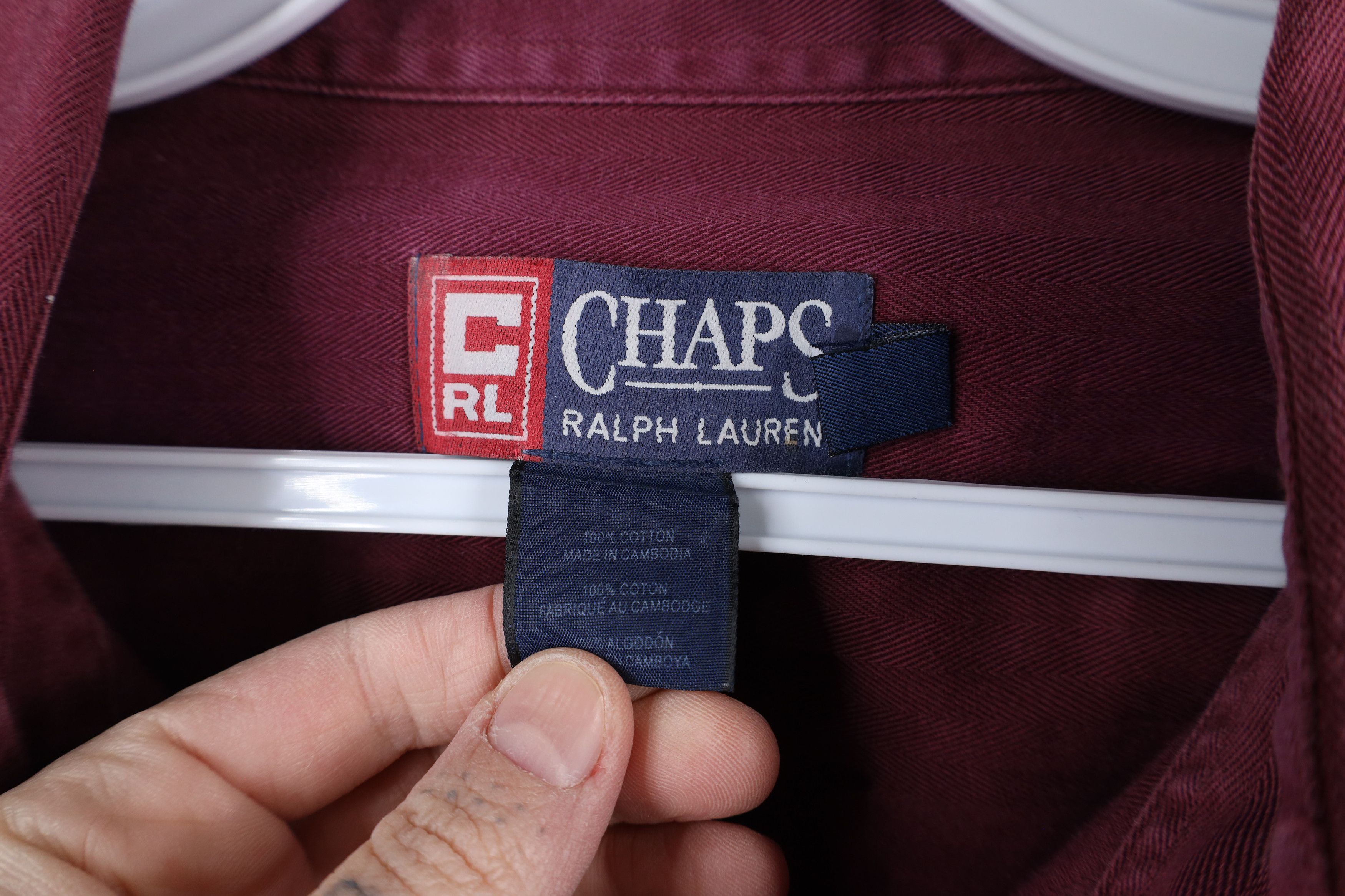 Ralph Lauren × Vintage Vtg 90s Chaps Ralph Lauren Herringbone Button Down Shirt Size US XXL / EU 58 / 5 - 10 Thumbnail